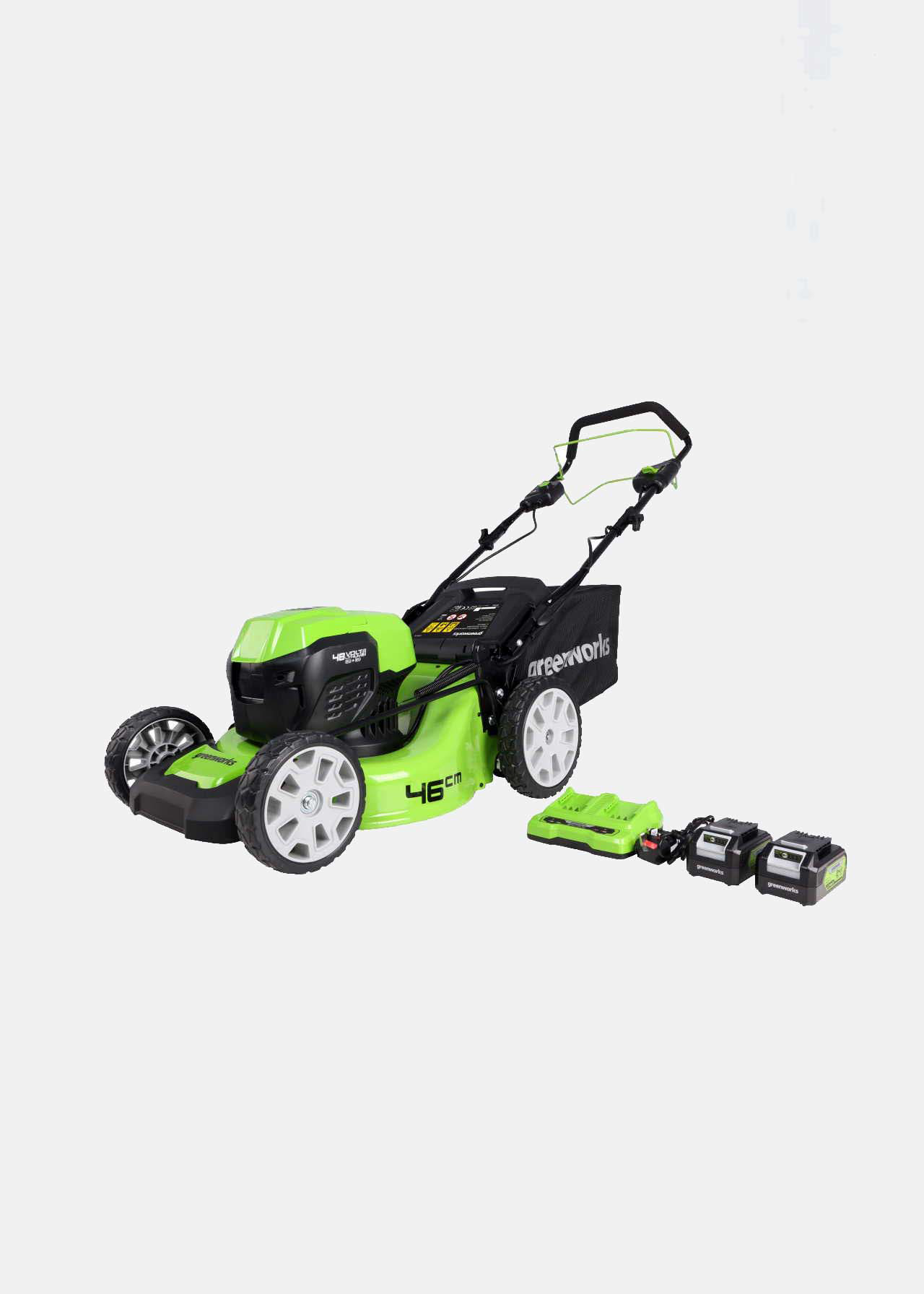 Greenworks 48v Cordless Lawnmower with Batteries & Charger