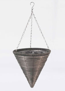 14in Slate Faux Rattan Cone
