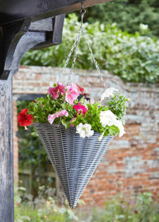 14in Slate Faux Rattan Cone