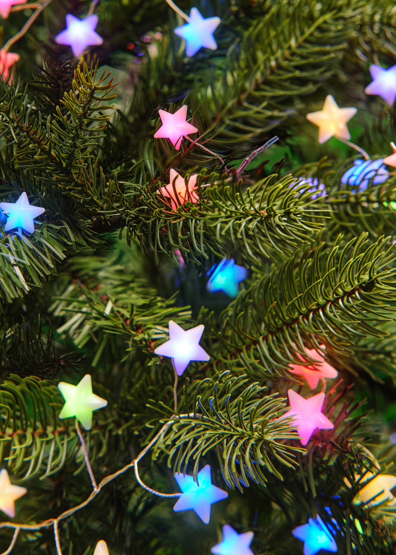 180 Multicolour Silicone Star Cluster Garland Lights 3m