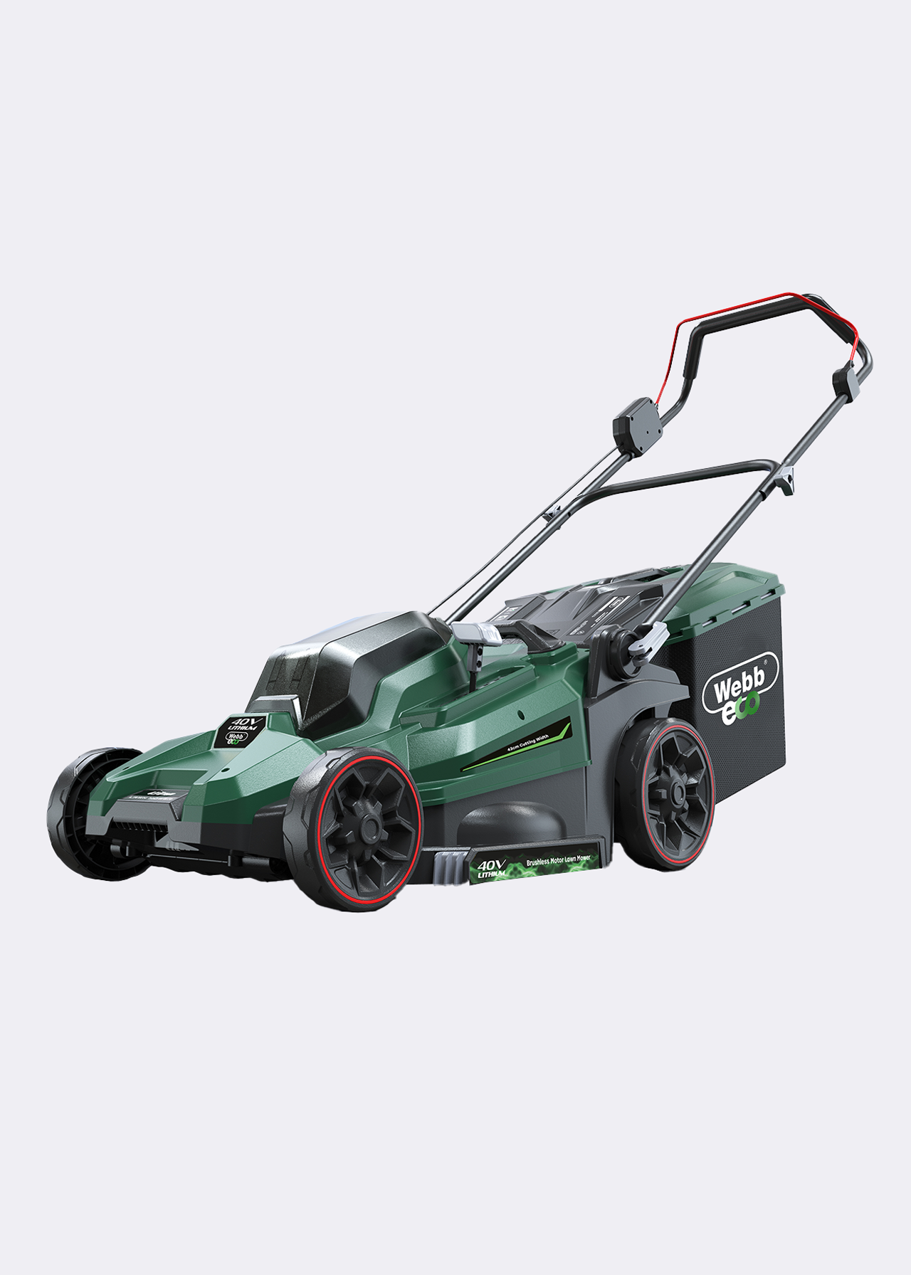 Webb 40V 43cm Cordless Rotary Lawnmower with Battery & Charg