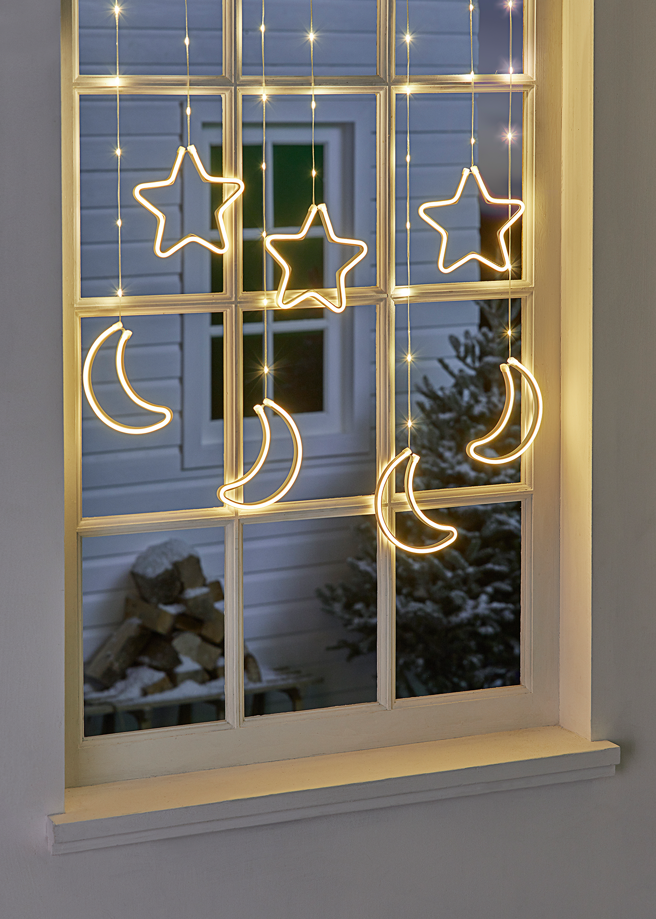 Neon Star & Moon Curtain Light