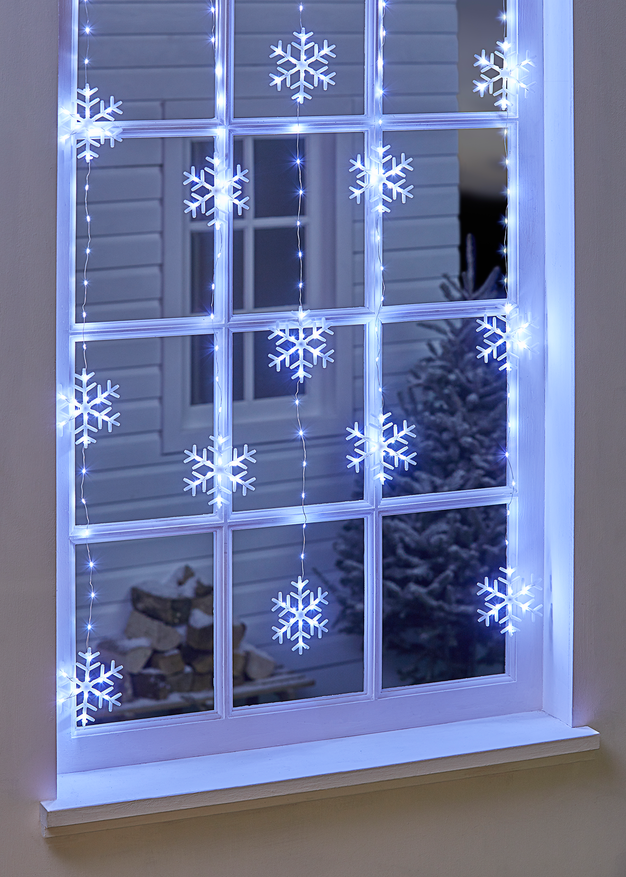 Bright White Snowflake Curtain Lights