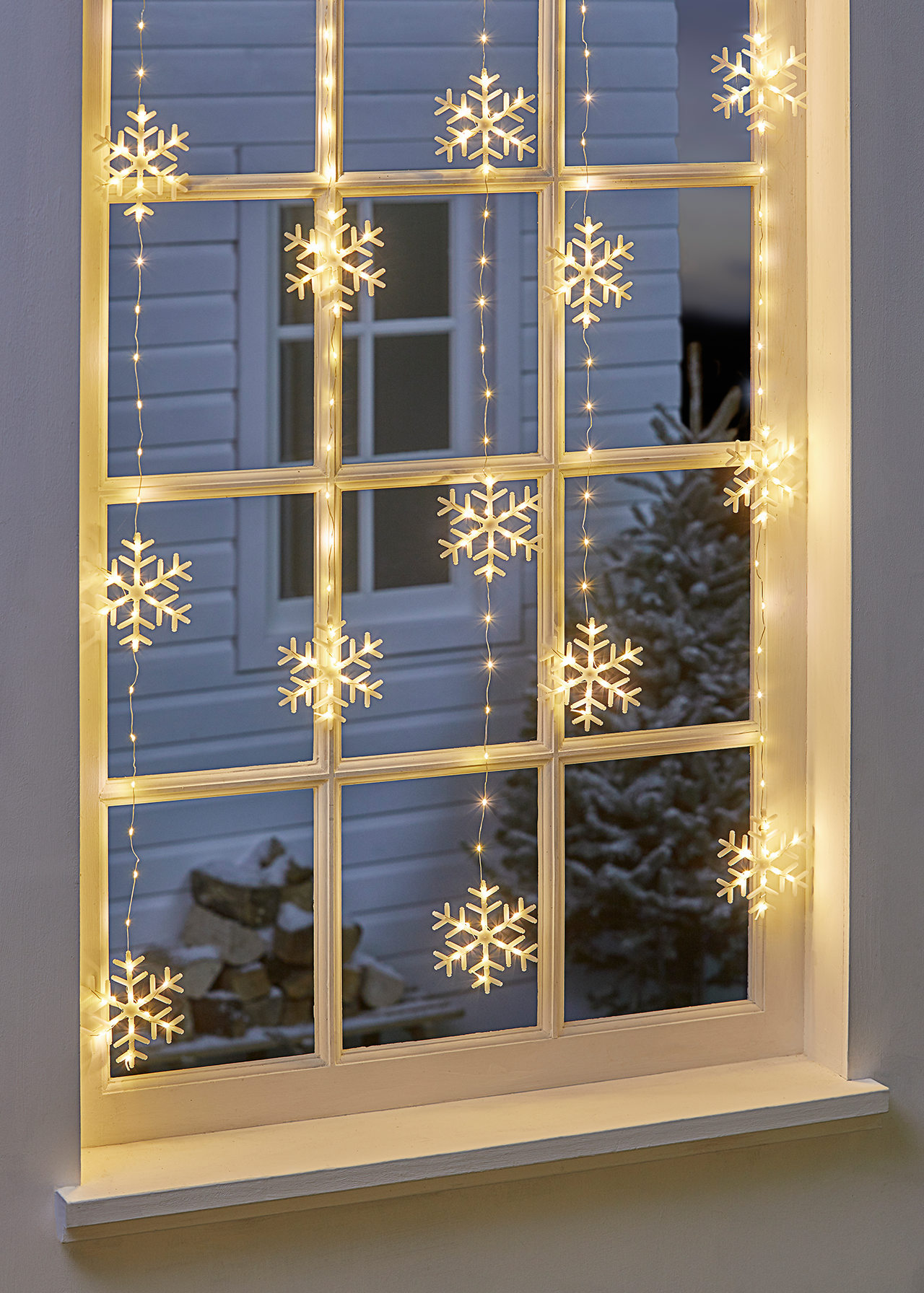 Warm White Snowflake Curtain Lights