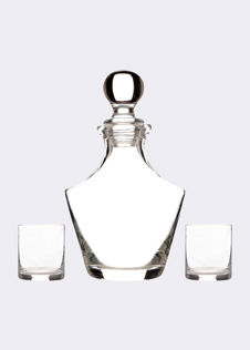 Handmade 1L Decanter With Old Fashioned Glasses