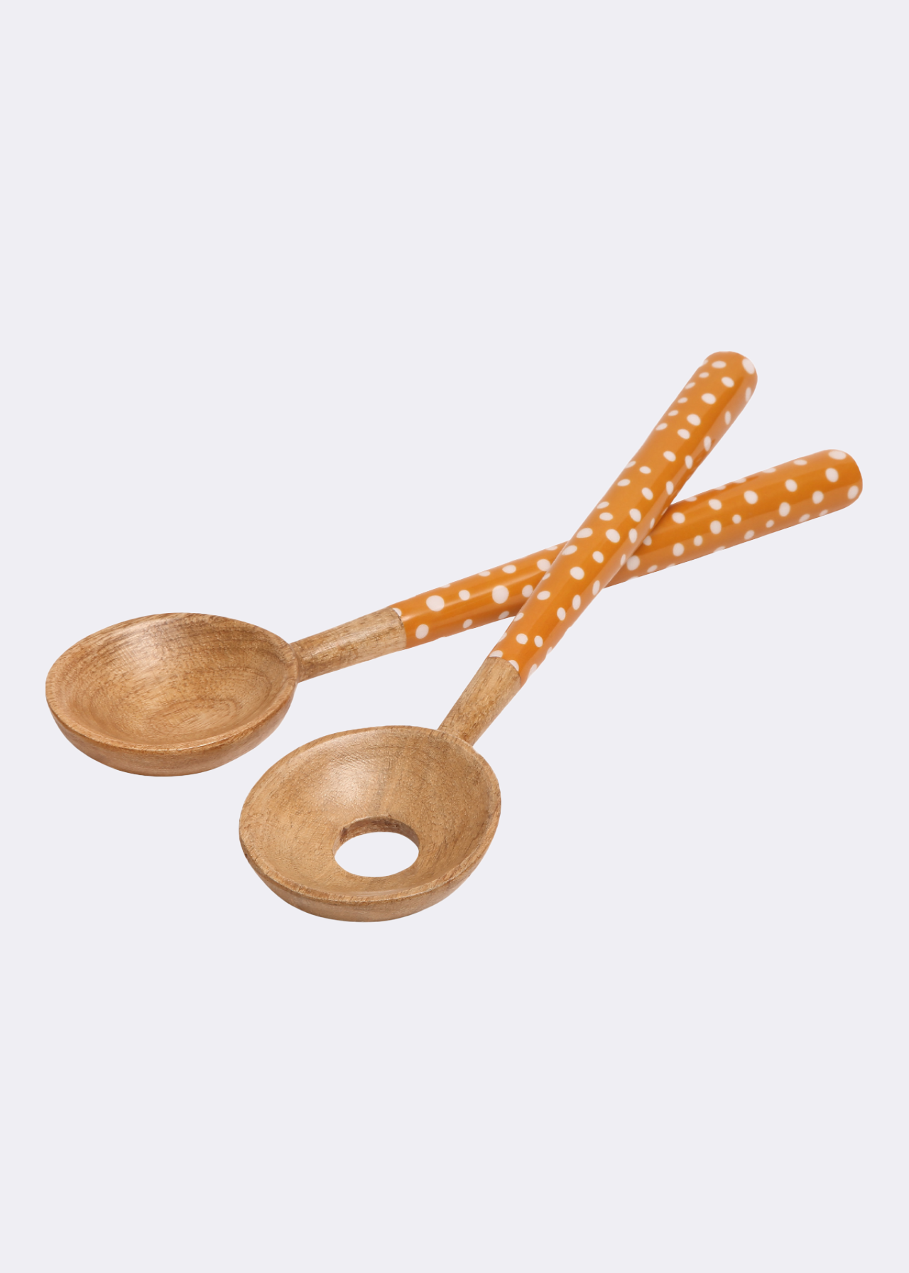 Sintra Mango Wood Spotted Salad Servers Ochre