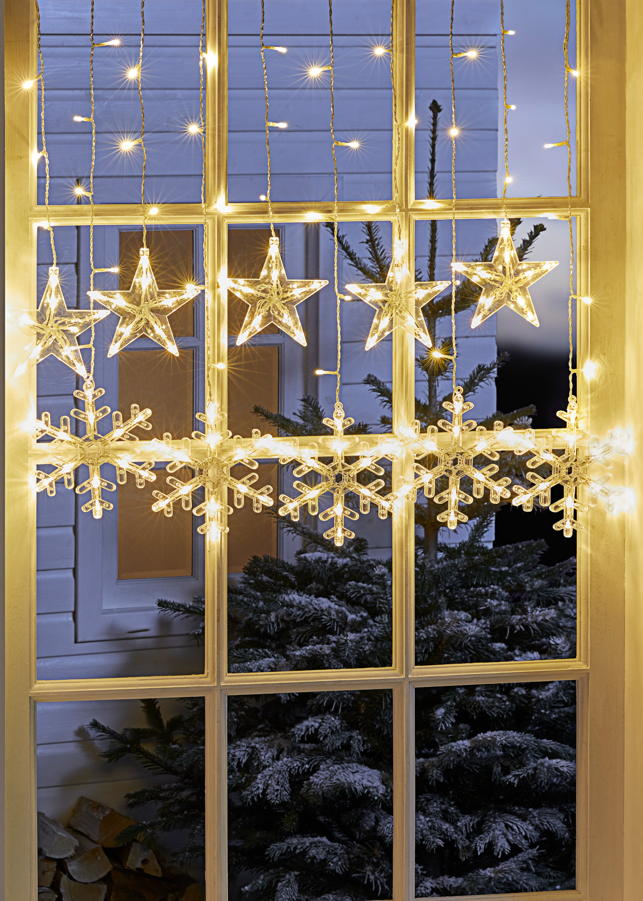 10 Snowflake Indoor Curtain String Lights