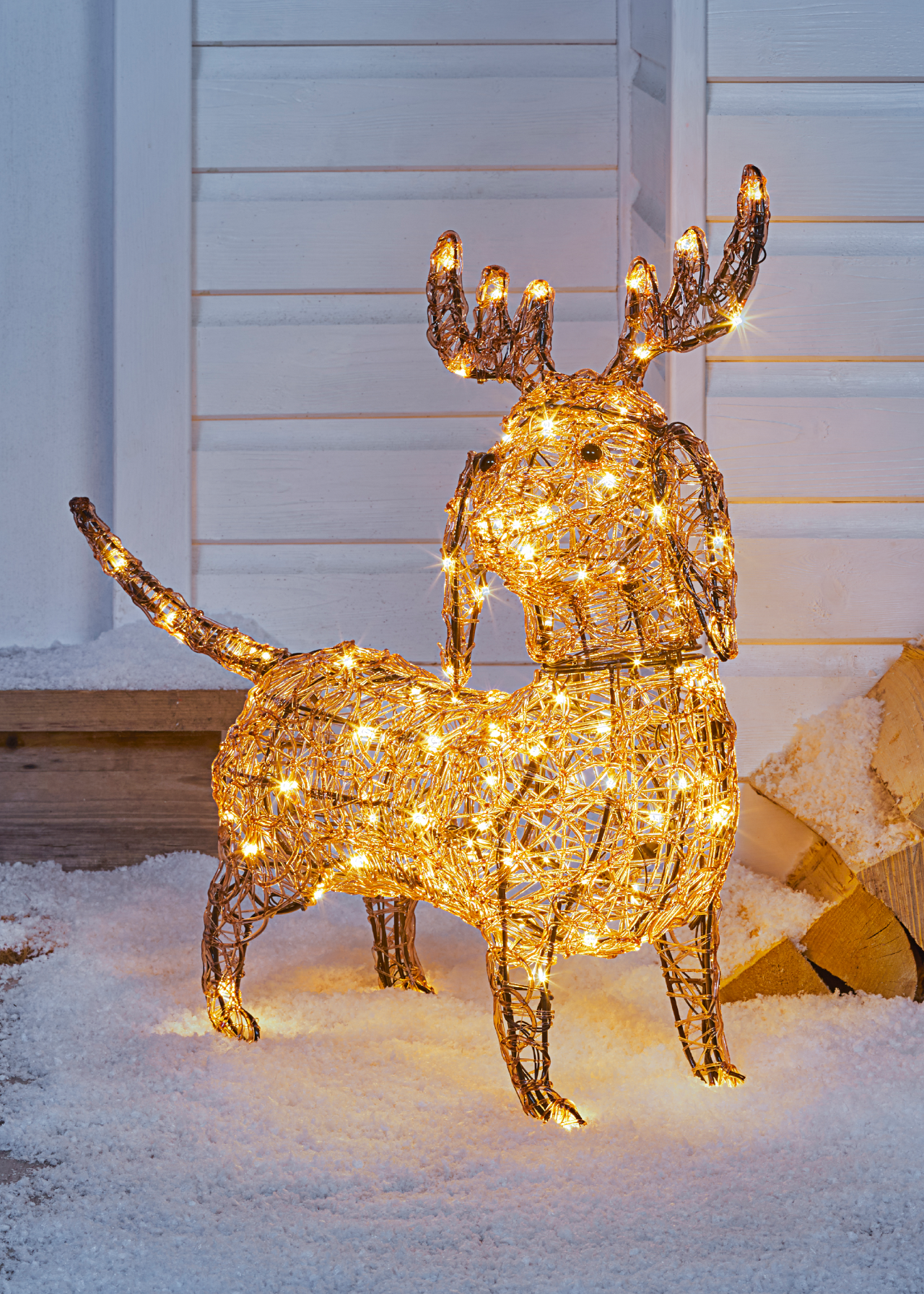 Brown Spun Acrylic Dog Outdoor Light