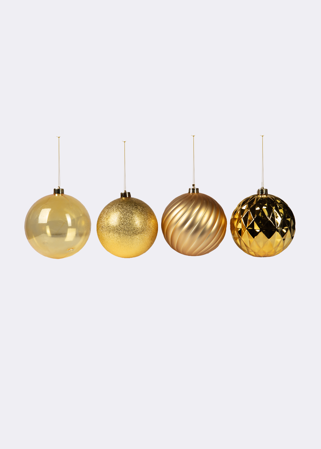 Pack Of 4 Shatterproof Baubles Gold