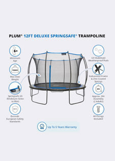 Plum® 12ft Deluxe Springsafe® Trampoline & Enclosure