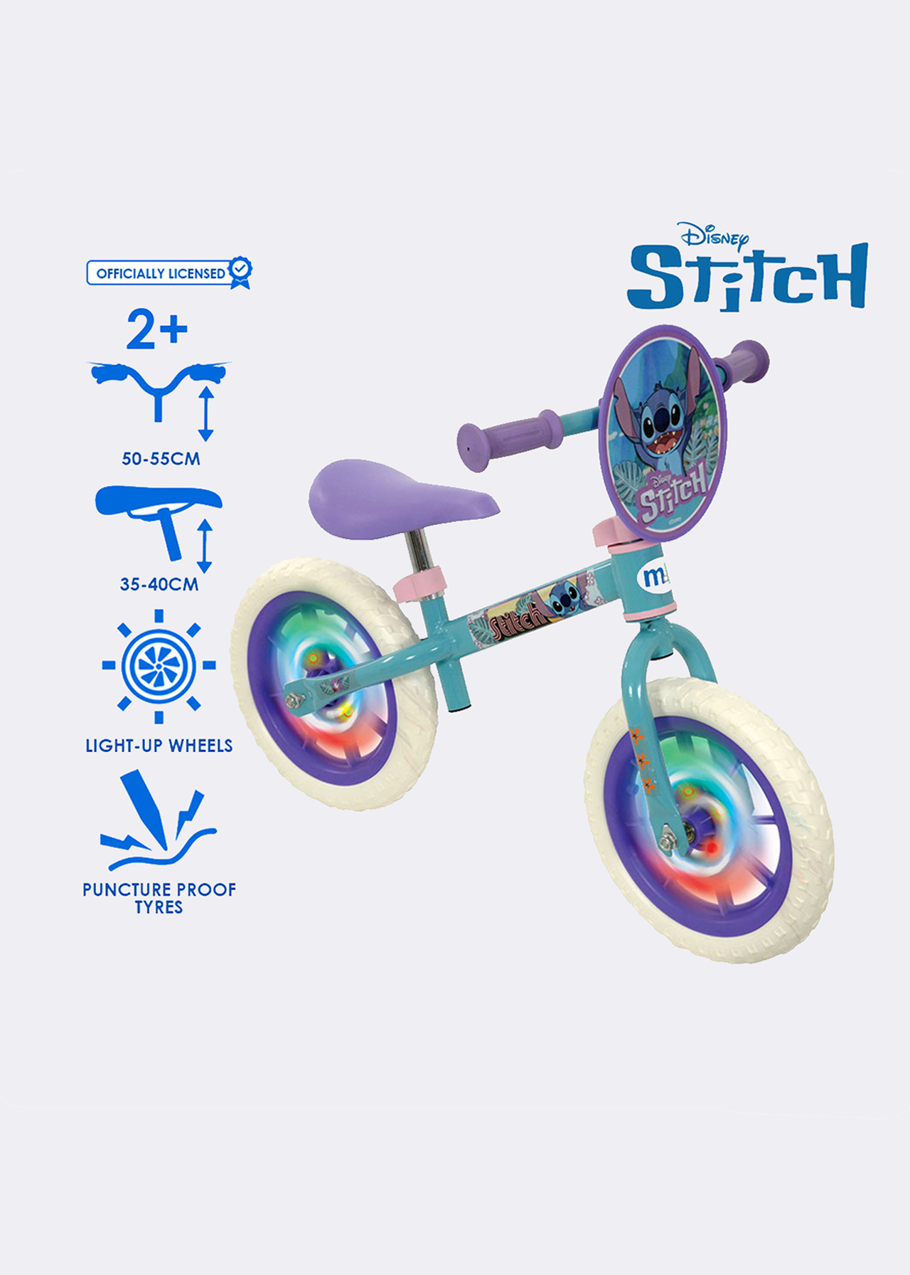 MoVe Stitch 12" Balance Bike with Light Up Wheels