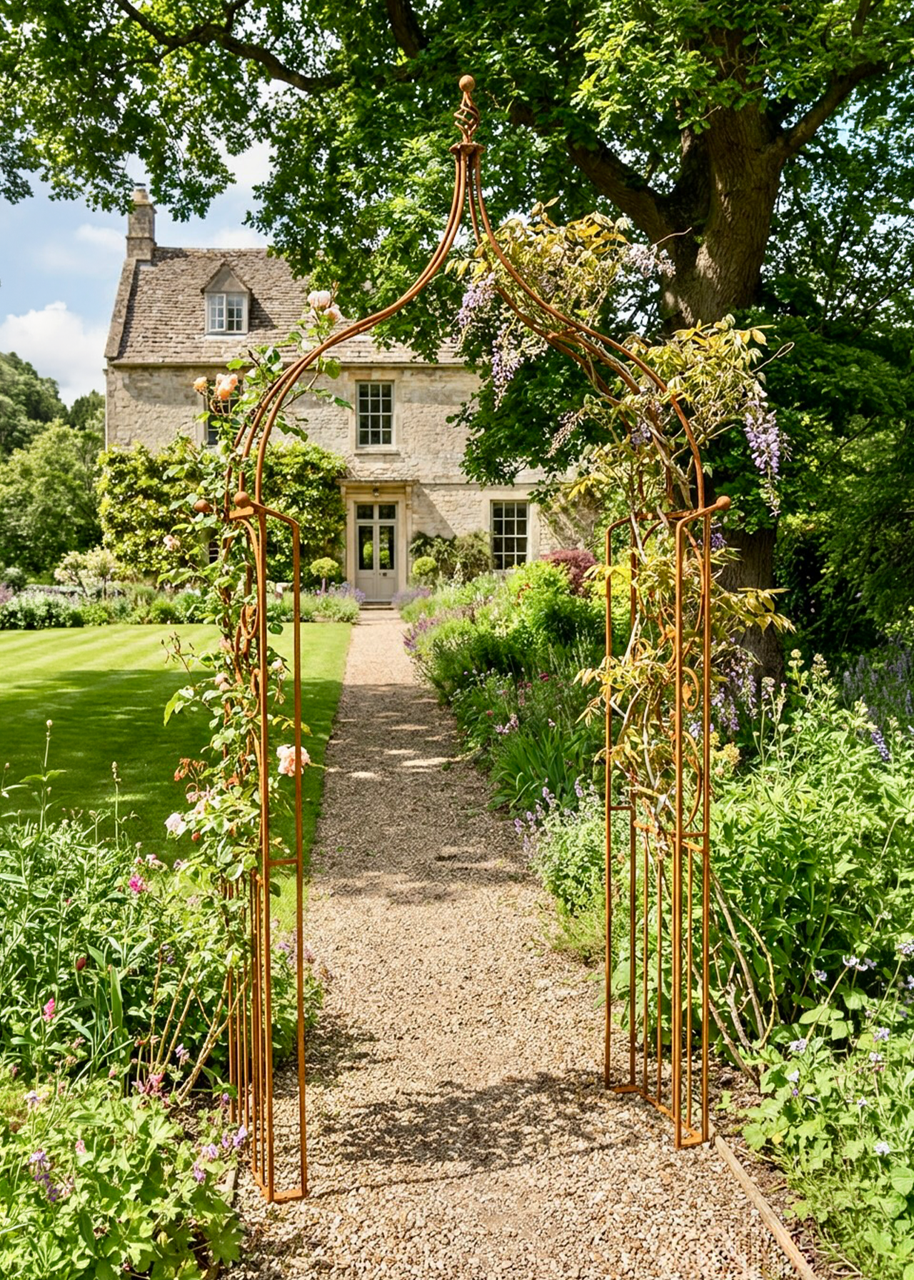 Imperial Traditional Bare Metal Garden Arch With Ground Spik