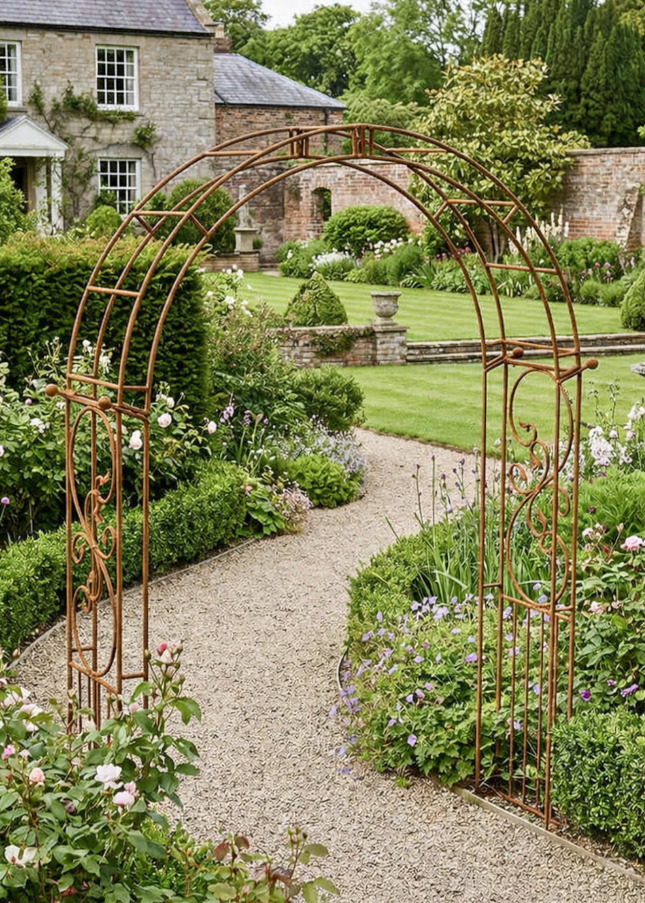 Imperial Traditional Bare Metal Garden Arch With Ground Spik