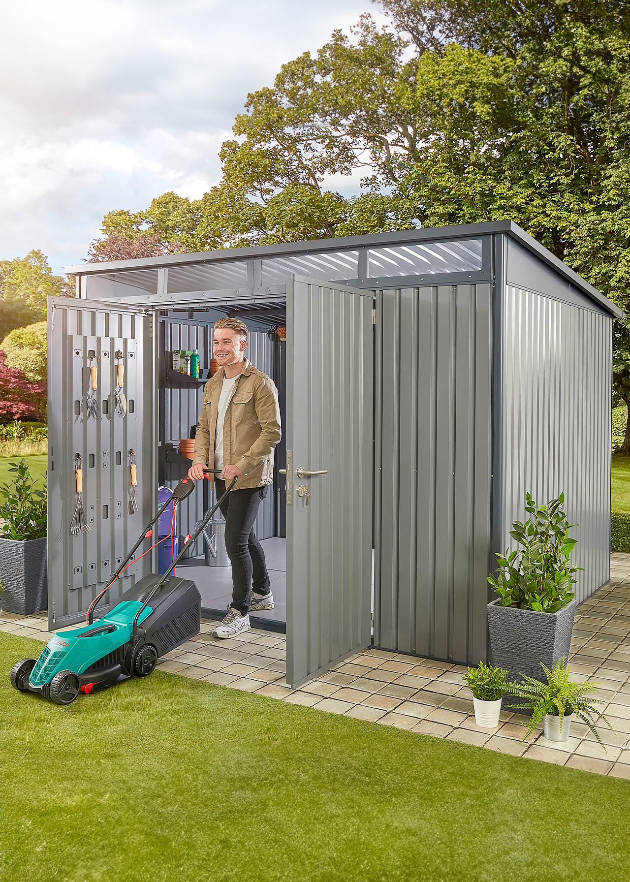 Hixon Garden Shed 2.4 x 1.84 x 2.13m Grey