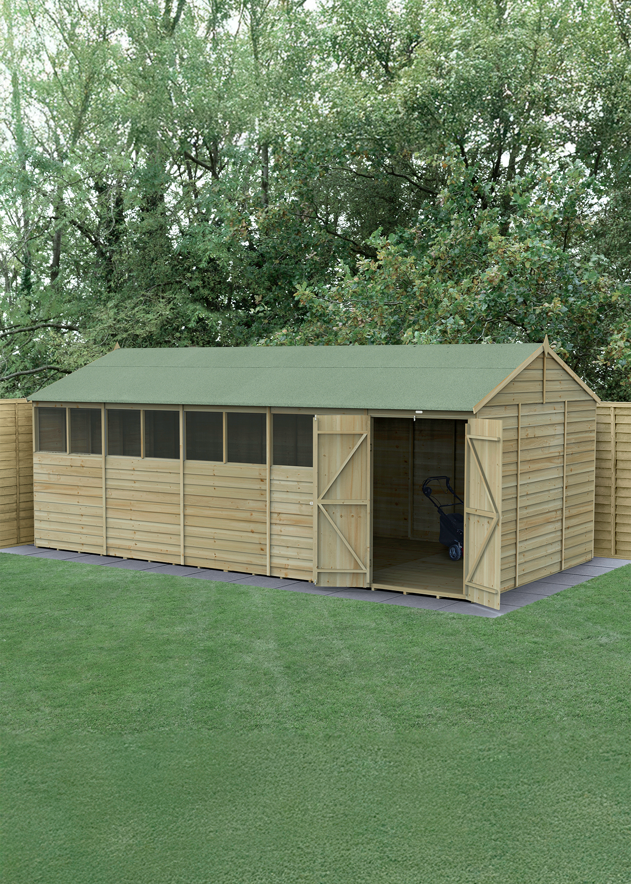 4LIFE Reverse Apex Shed 20x10 With Double Door & 8 Windows