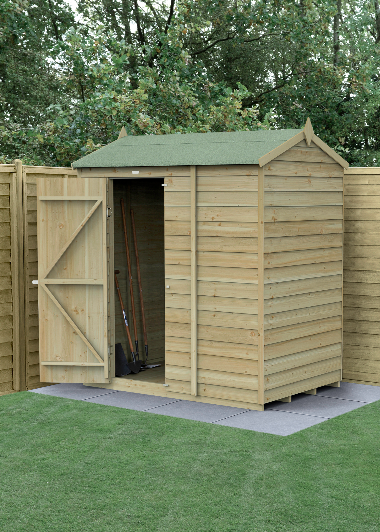 4LIFE Reverse Apex Wooden Shed 6x4 With Single Door