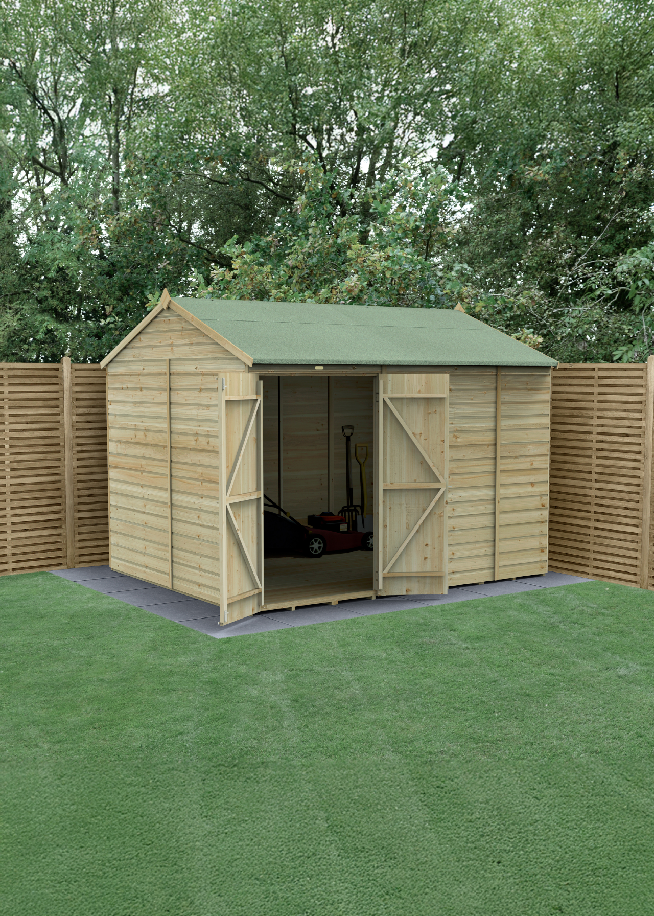 Beckwood 10x8 Reverse Apex Shed With Double Door (Installed)