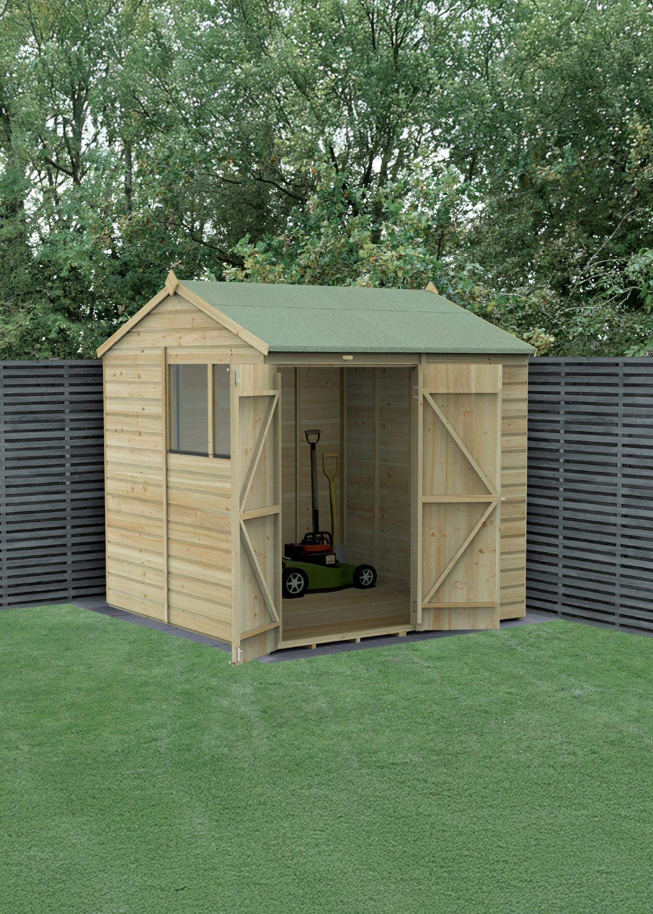 Beckwood 7x7 Reverse Apex Shed With Double Door & 2 Windows