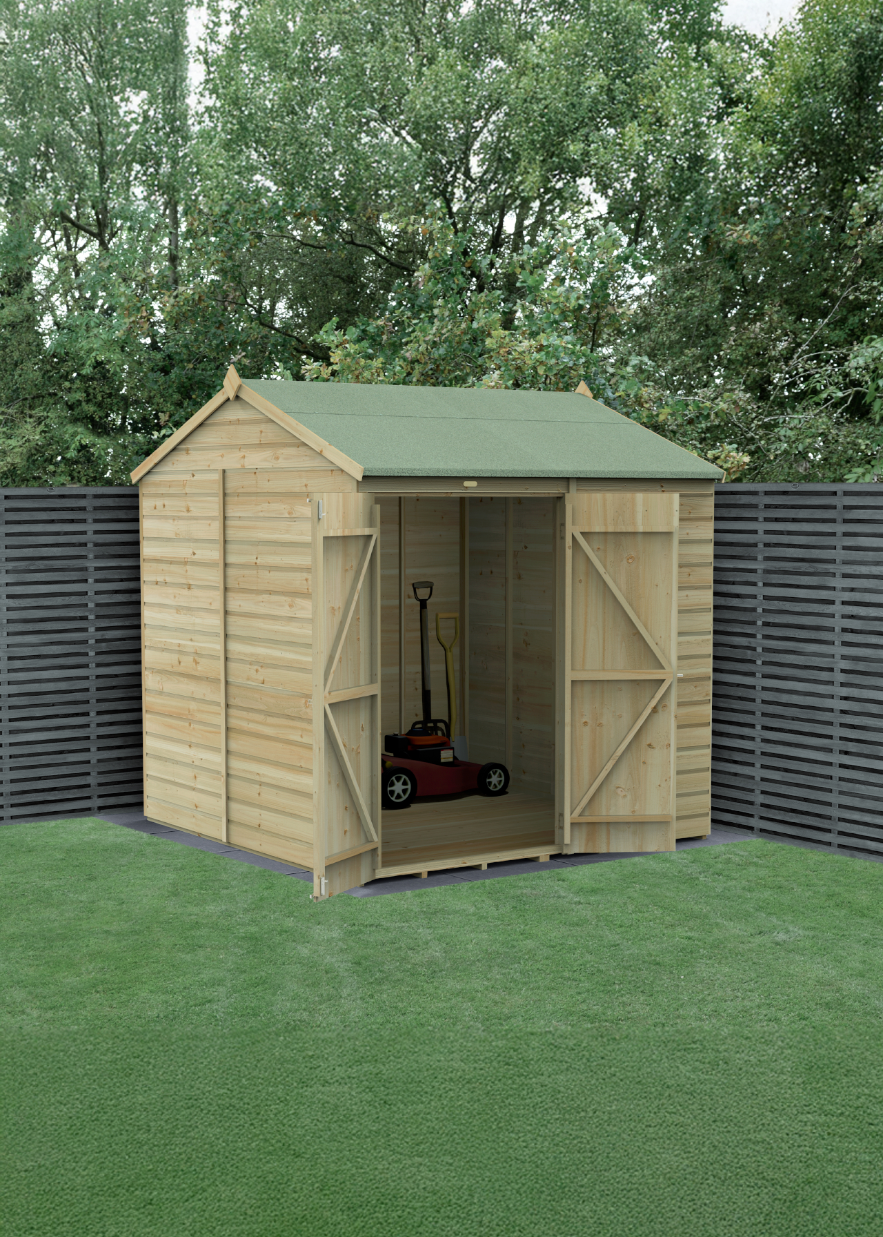 Beckwood 7x7 Reverse Apex Shed With Double Door (Installed)