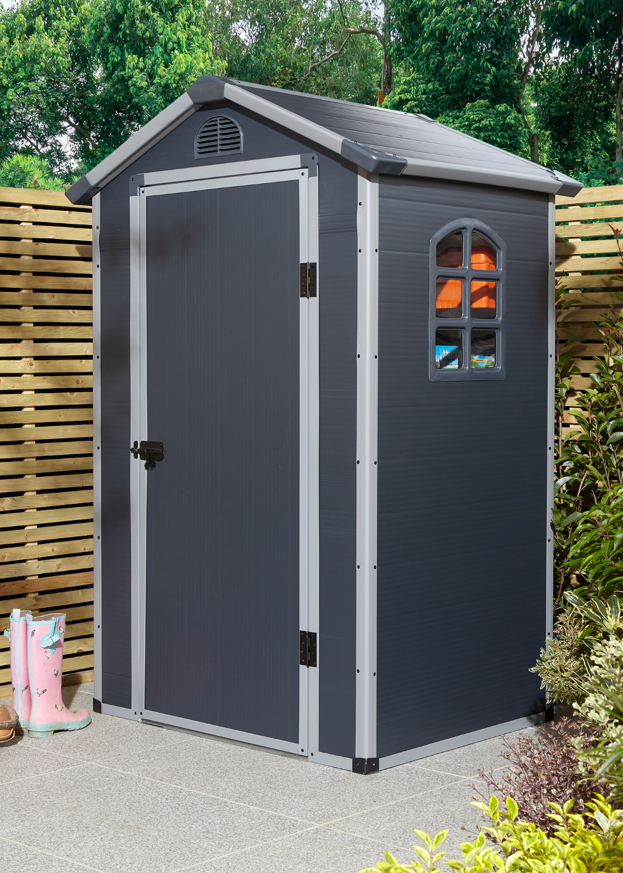 Airevale 4x3 Plastic Apex Shed in Dark Grey