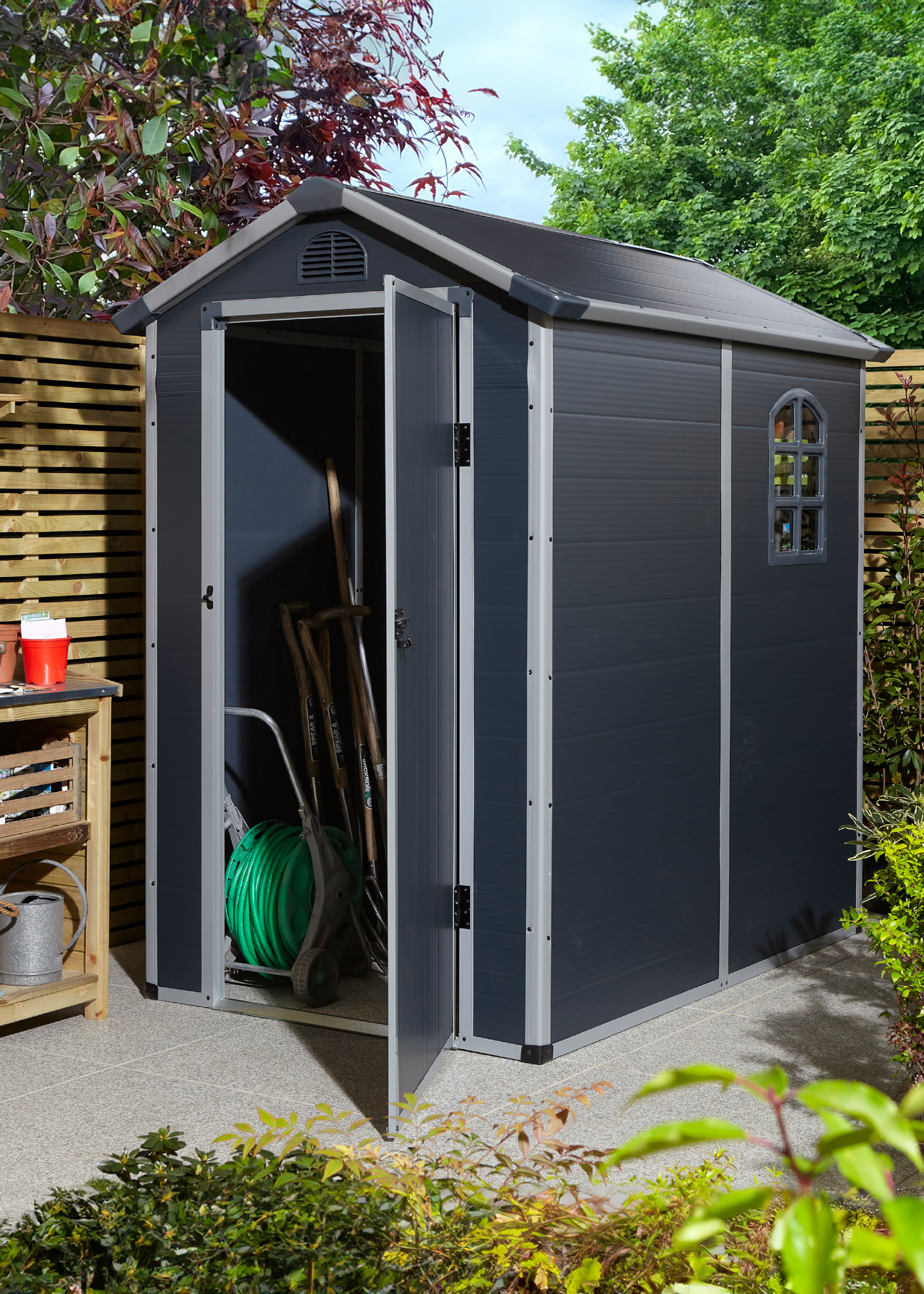 Airevale 4X6 Plastic Apex Shed Dark Grey