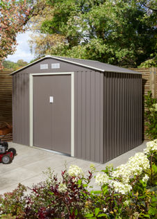 Trentvale 8x6 Metal Apex Shed Light Grey