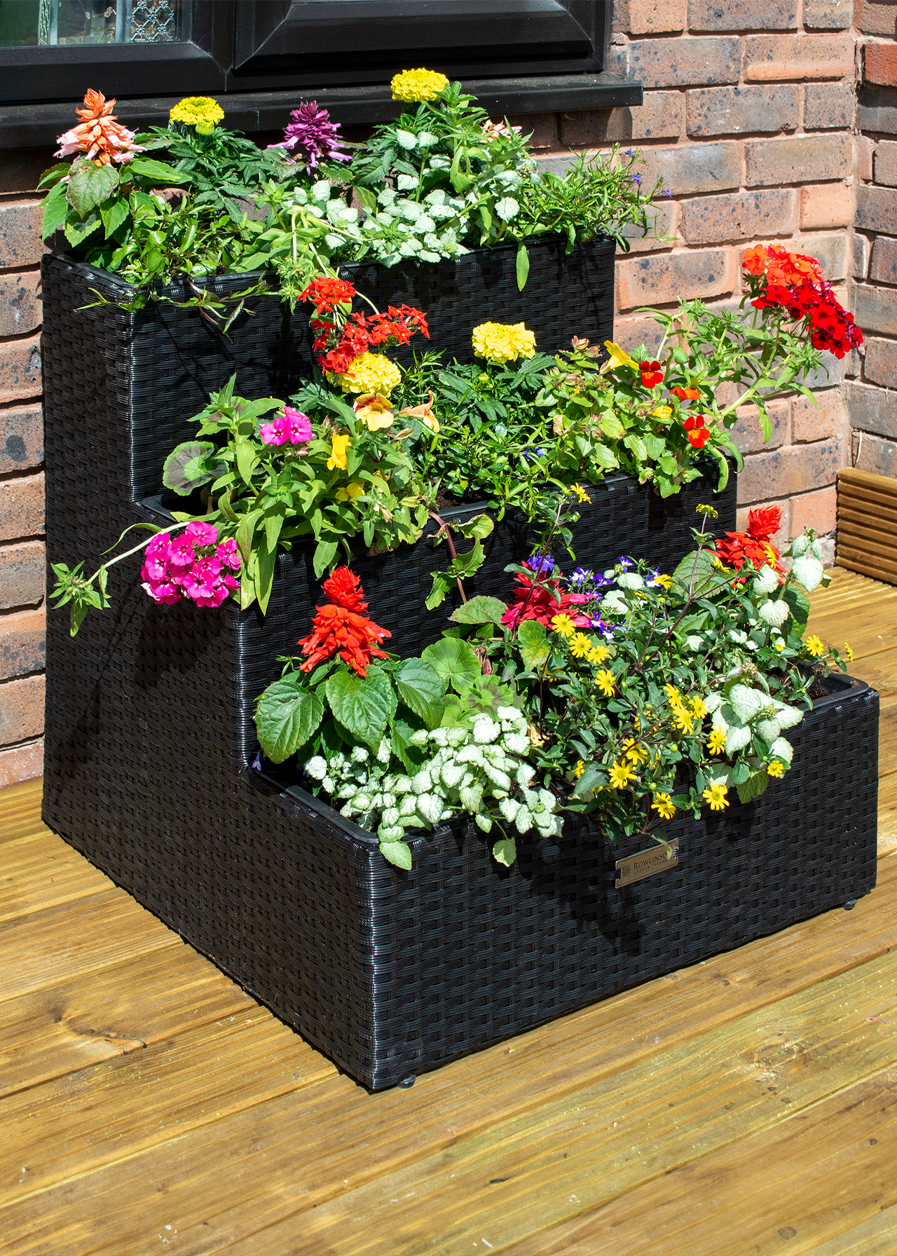 Tier Rattan Planter Black