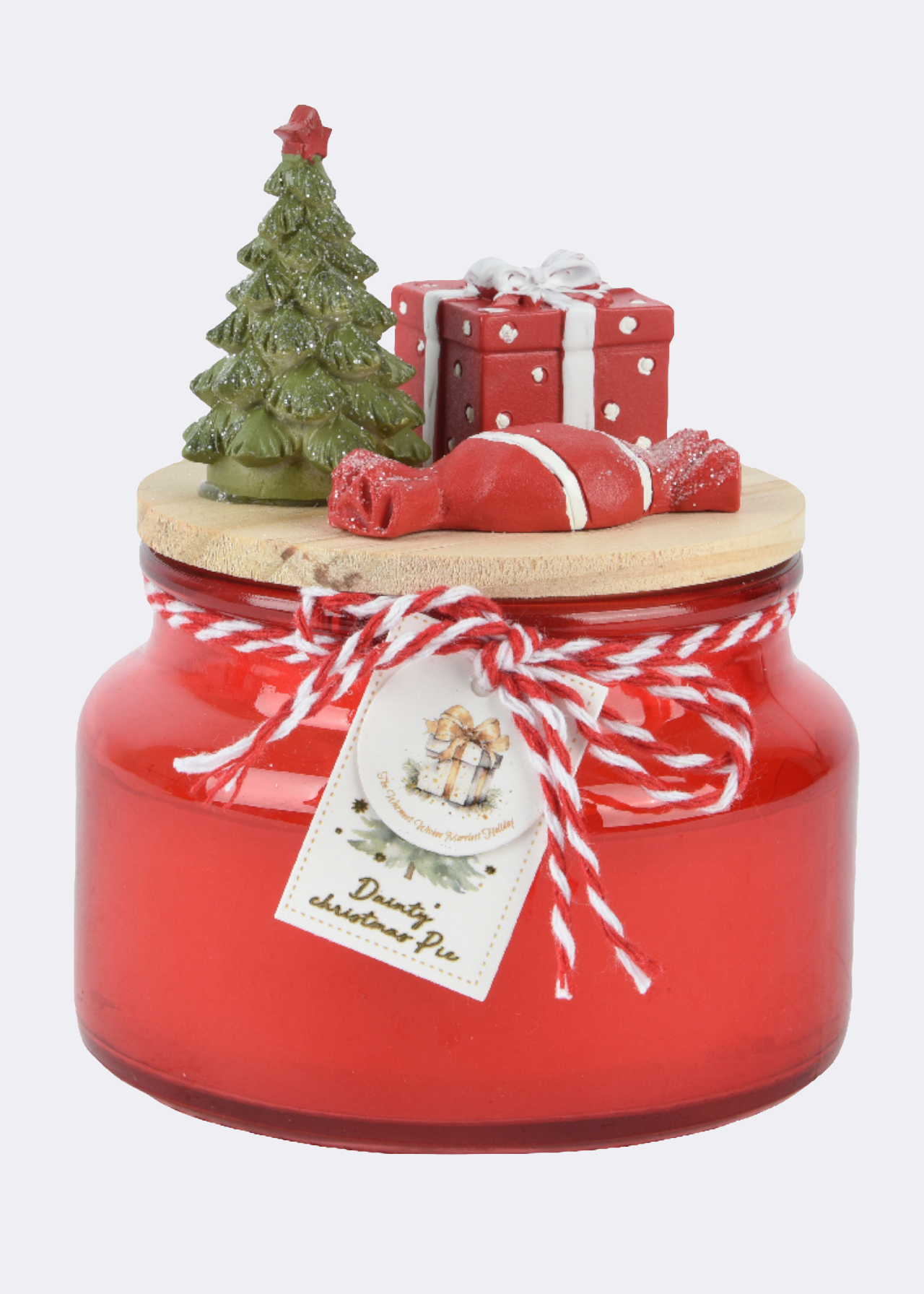 Red Decorative Dainty Christmas Pie Candle