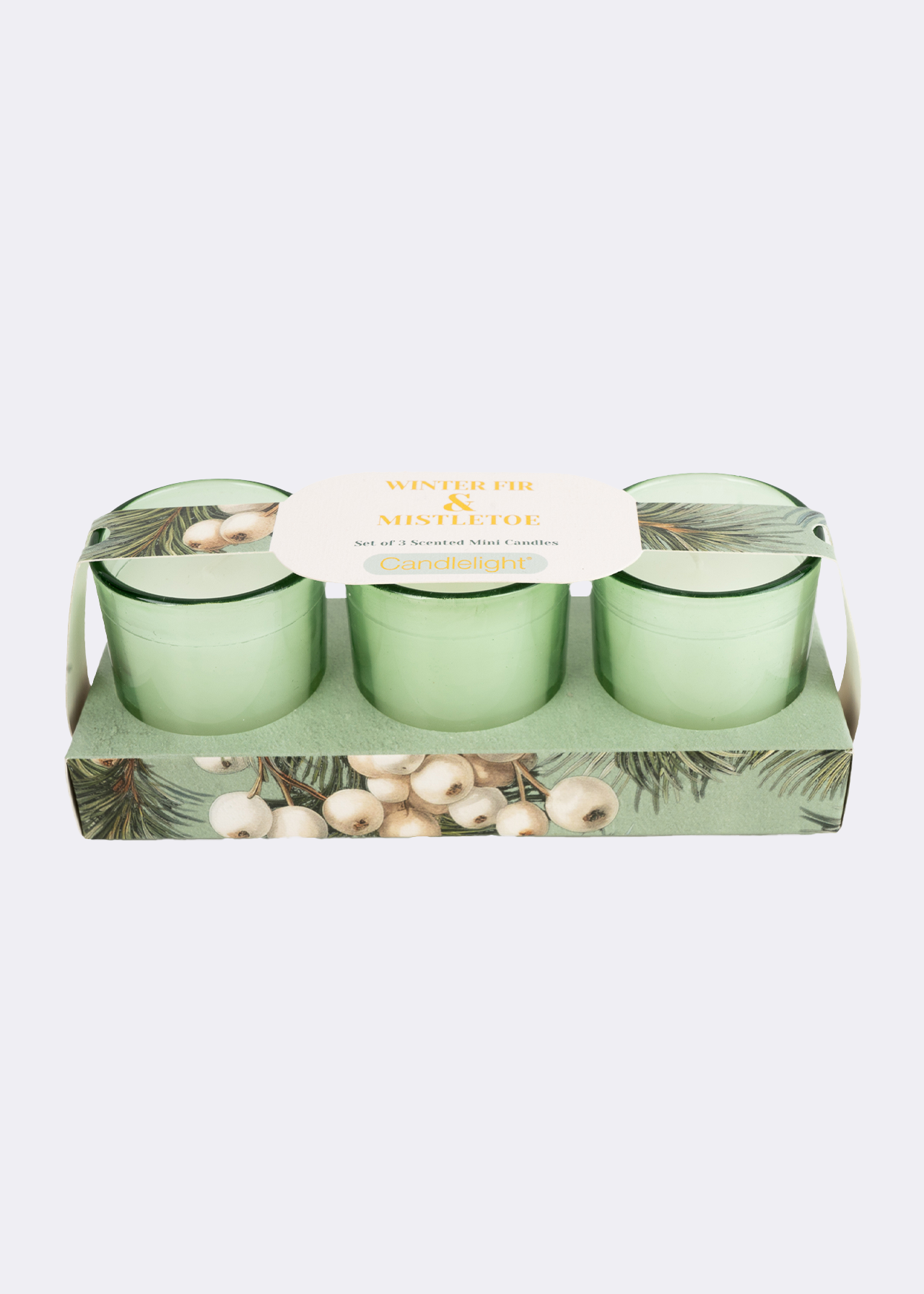 Set of 3 Fir & Mistletoe Votive Candles