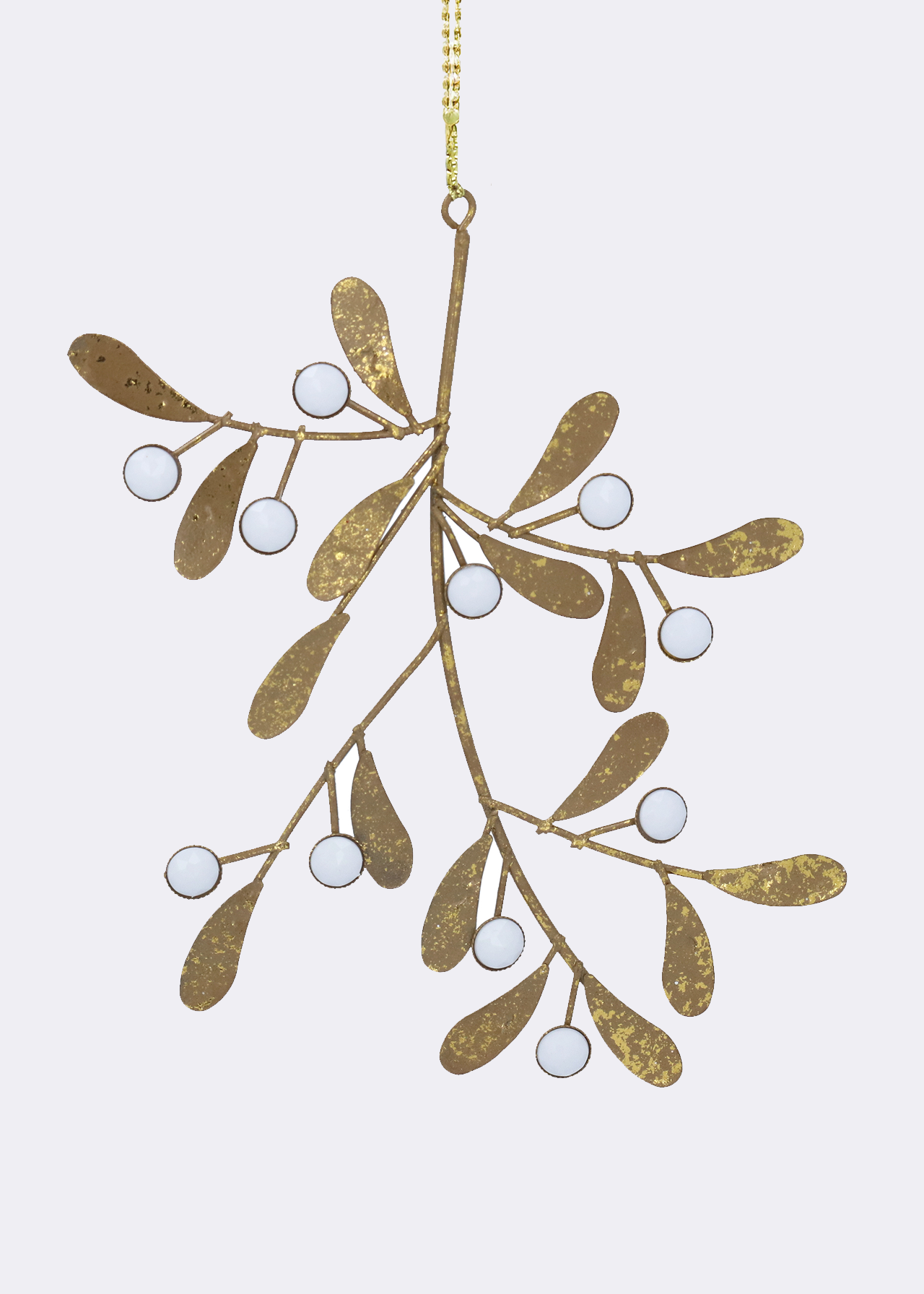 Gold Metal Mistletoe Branch Decoration