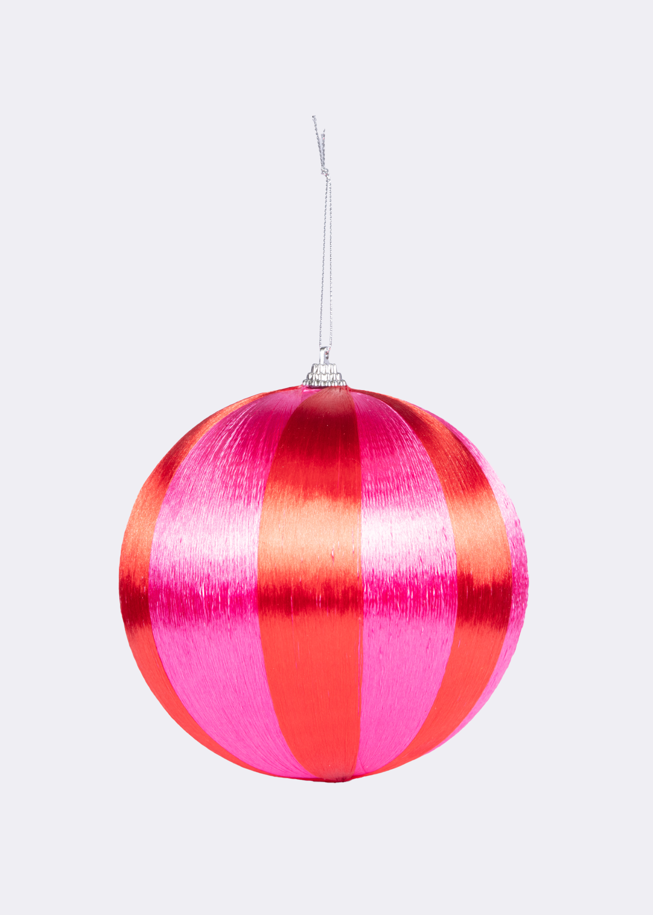 Bold Red and Fuchsia Pink Giant Threaded Bauble 15cm