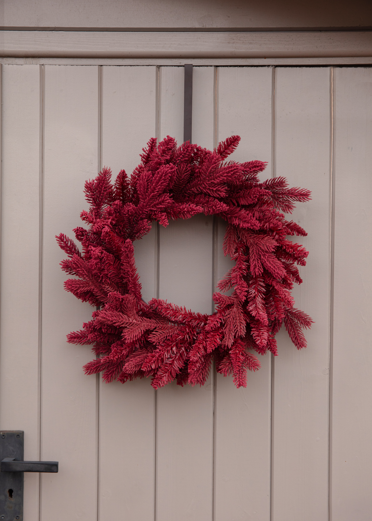 Burgandy Fir Flock Artificial Wreath 50cm