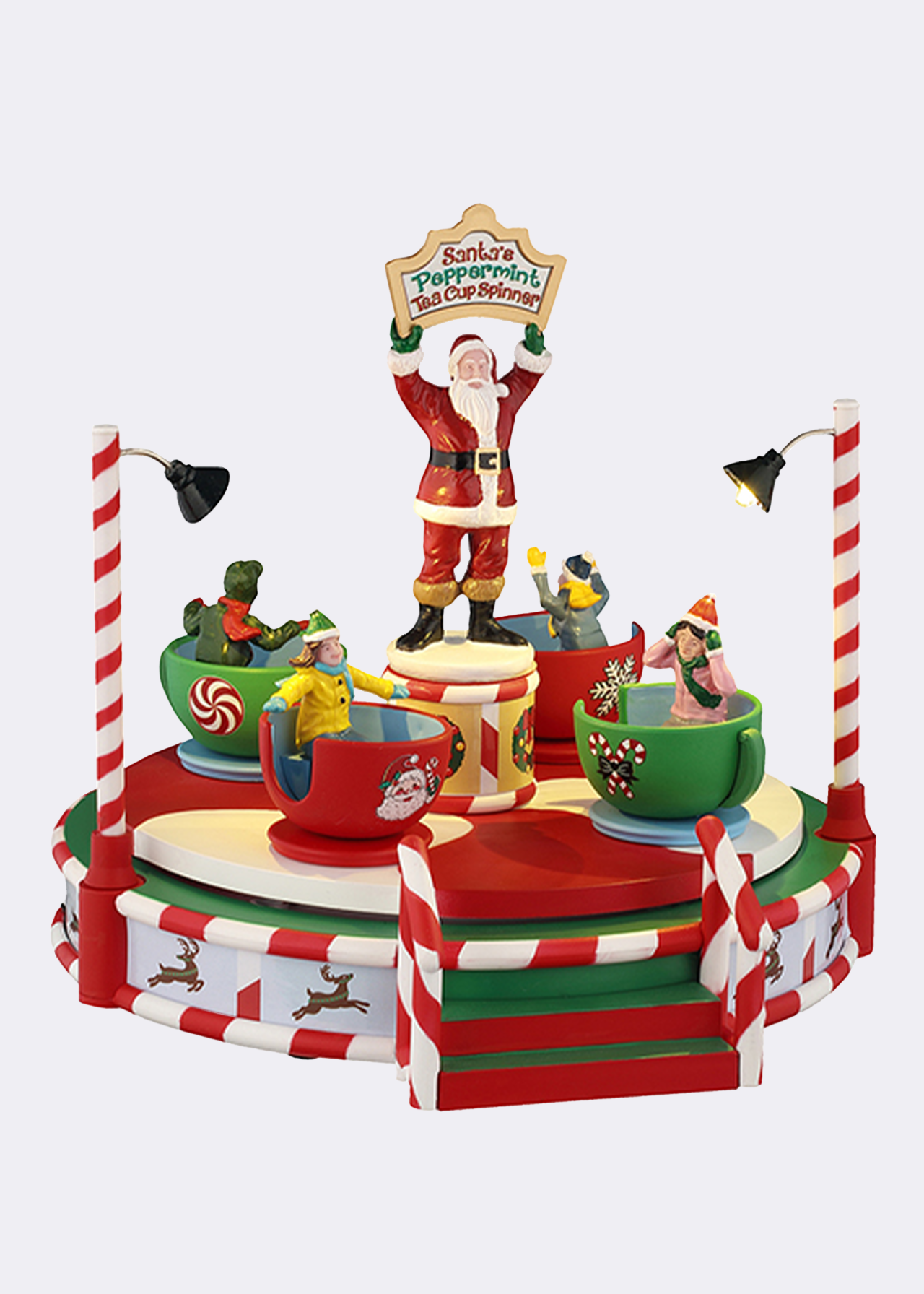 Lemax Santa's Peppermint Teacup Spinner Animated Model
