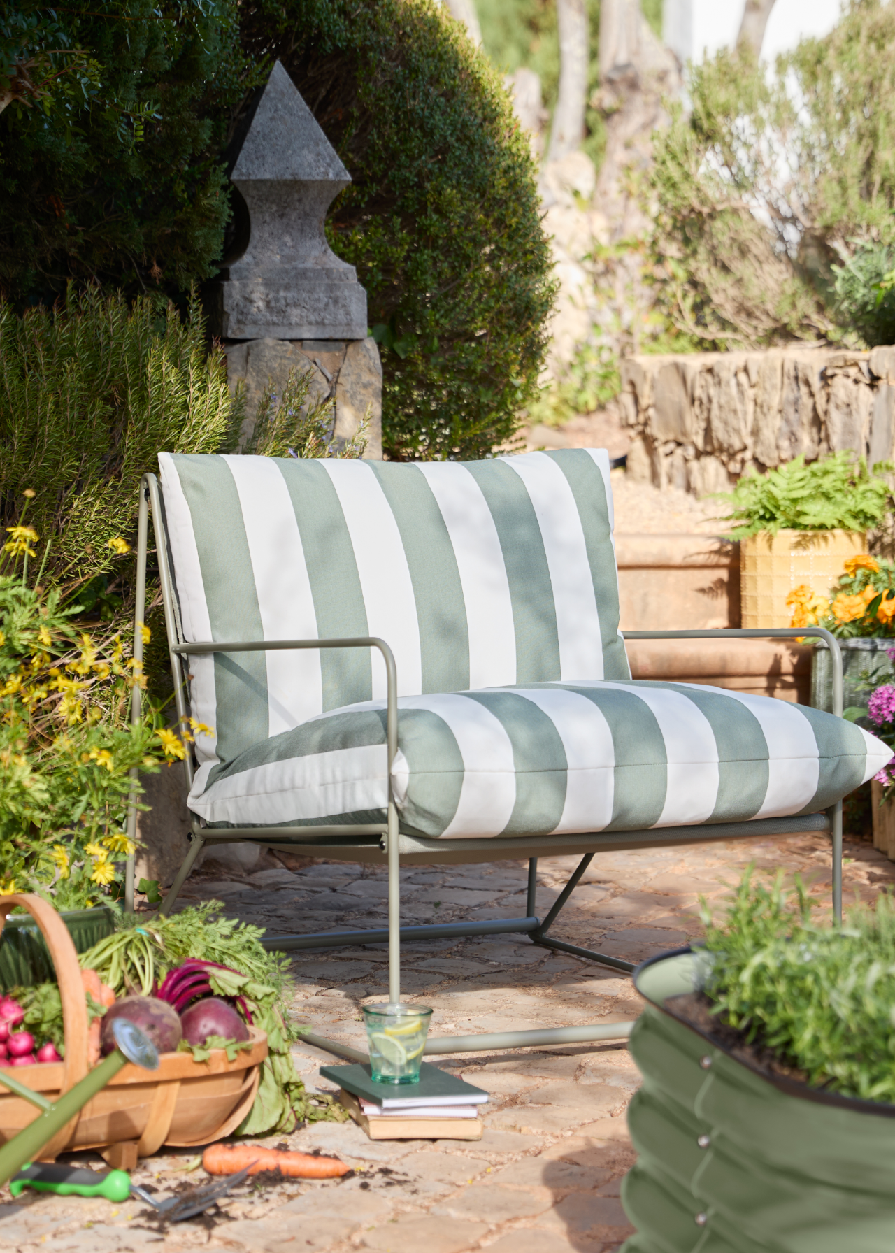 Riva Outdoor Striped Chair Green