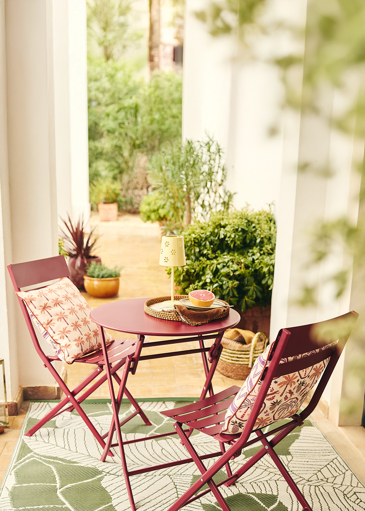 Ava Folding Steel Bistro Set Red