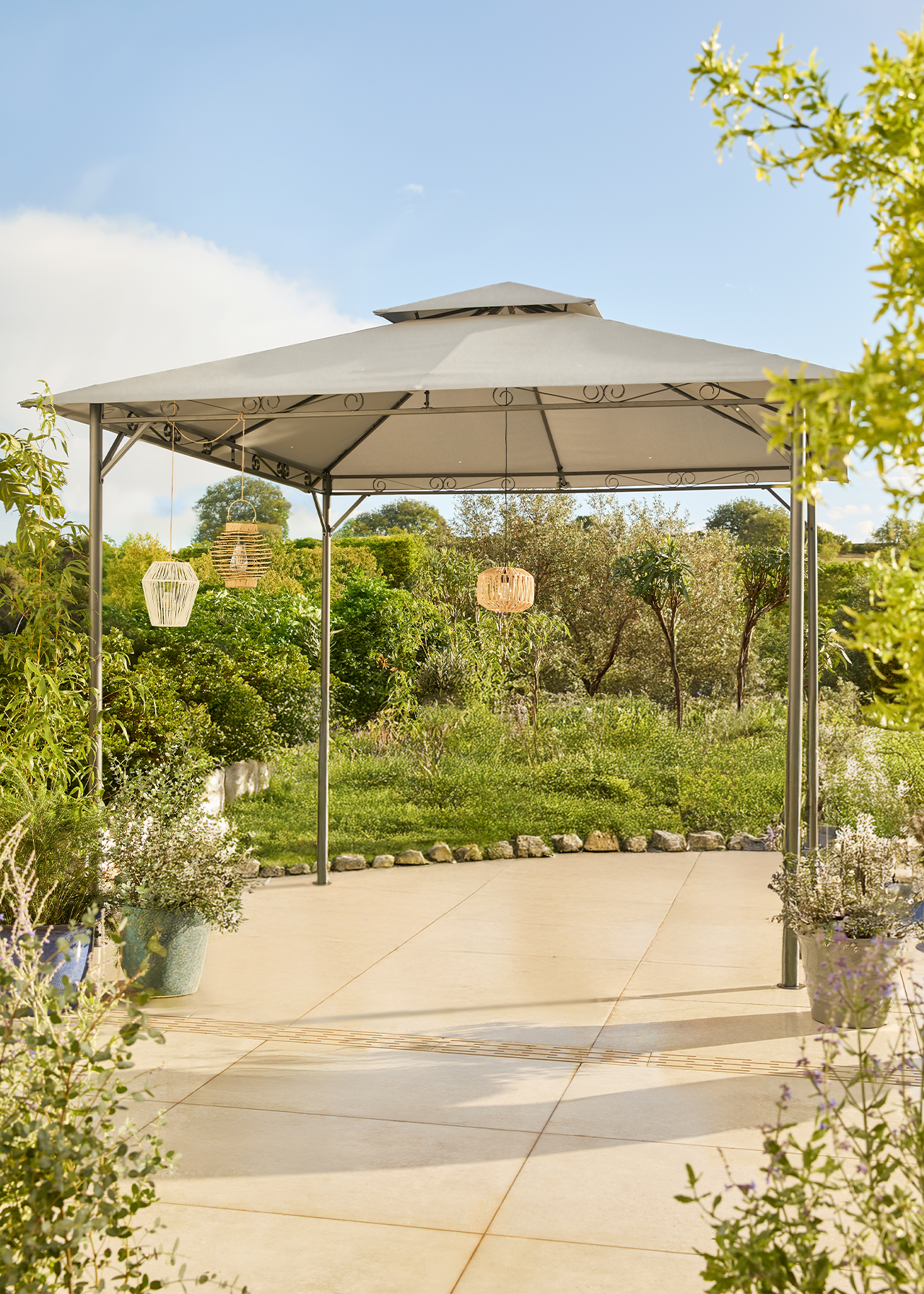 3x3m Metal Garden Gazebo Grey