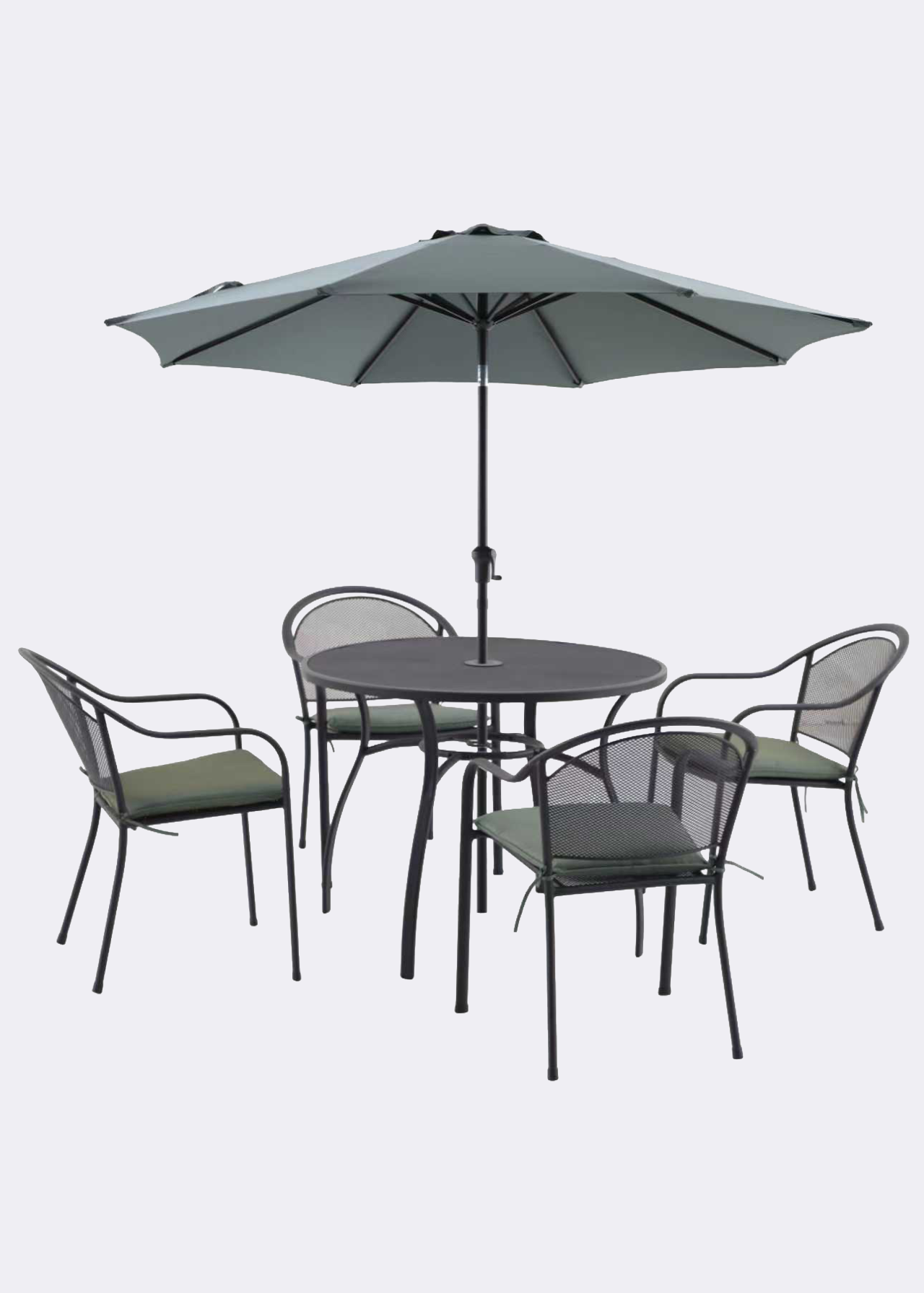 Lisbon 4 Seater Outdoor Dining Set with Parasol Grey