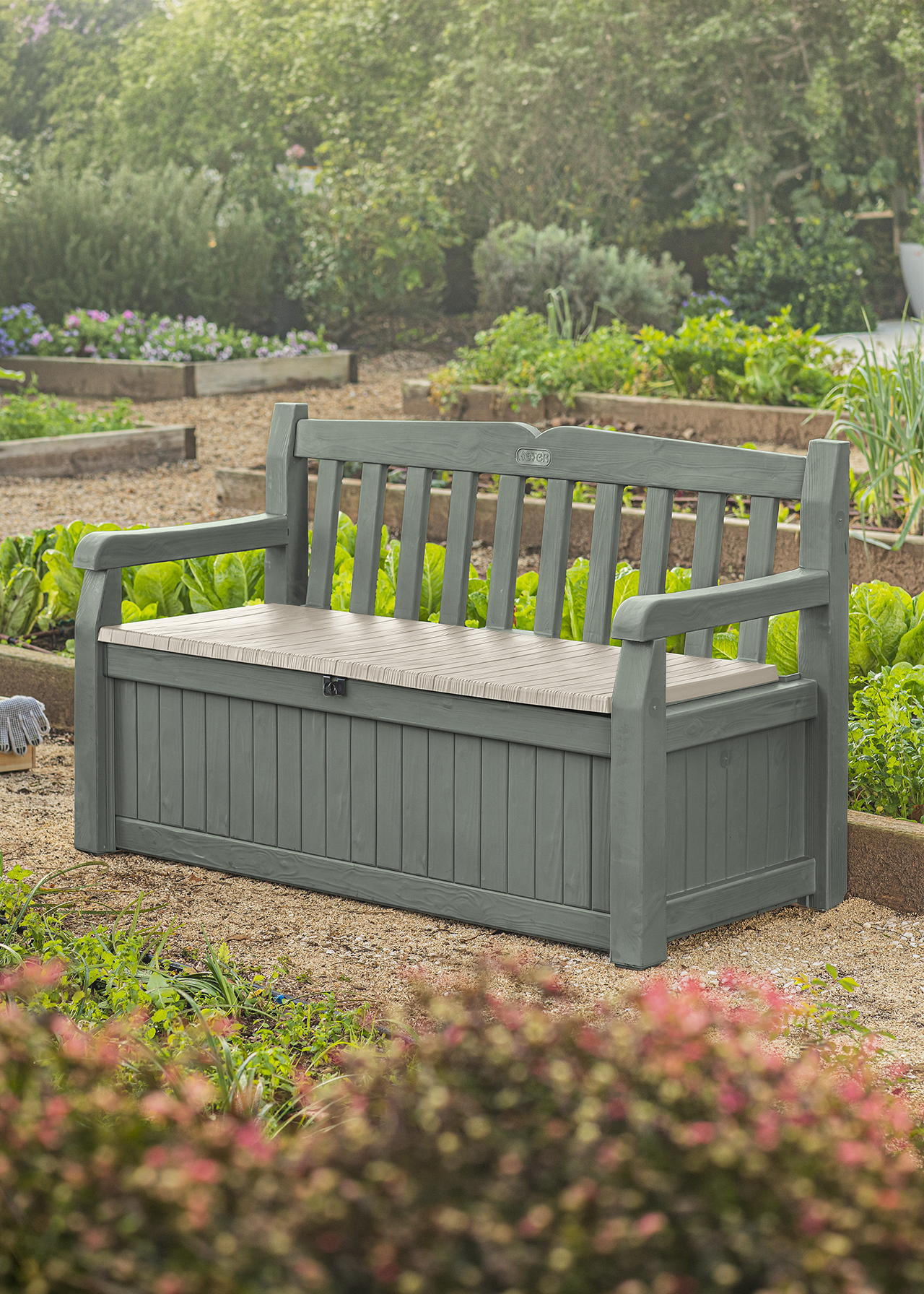 Keter Eden Storage Bench Beige & Green