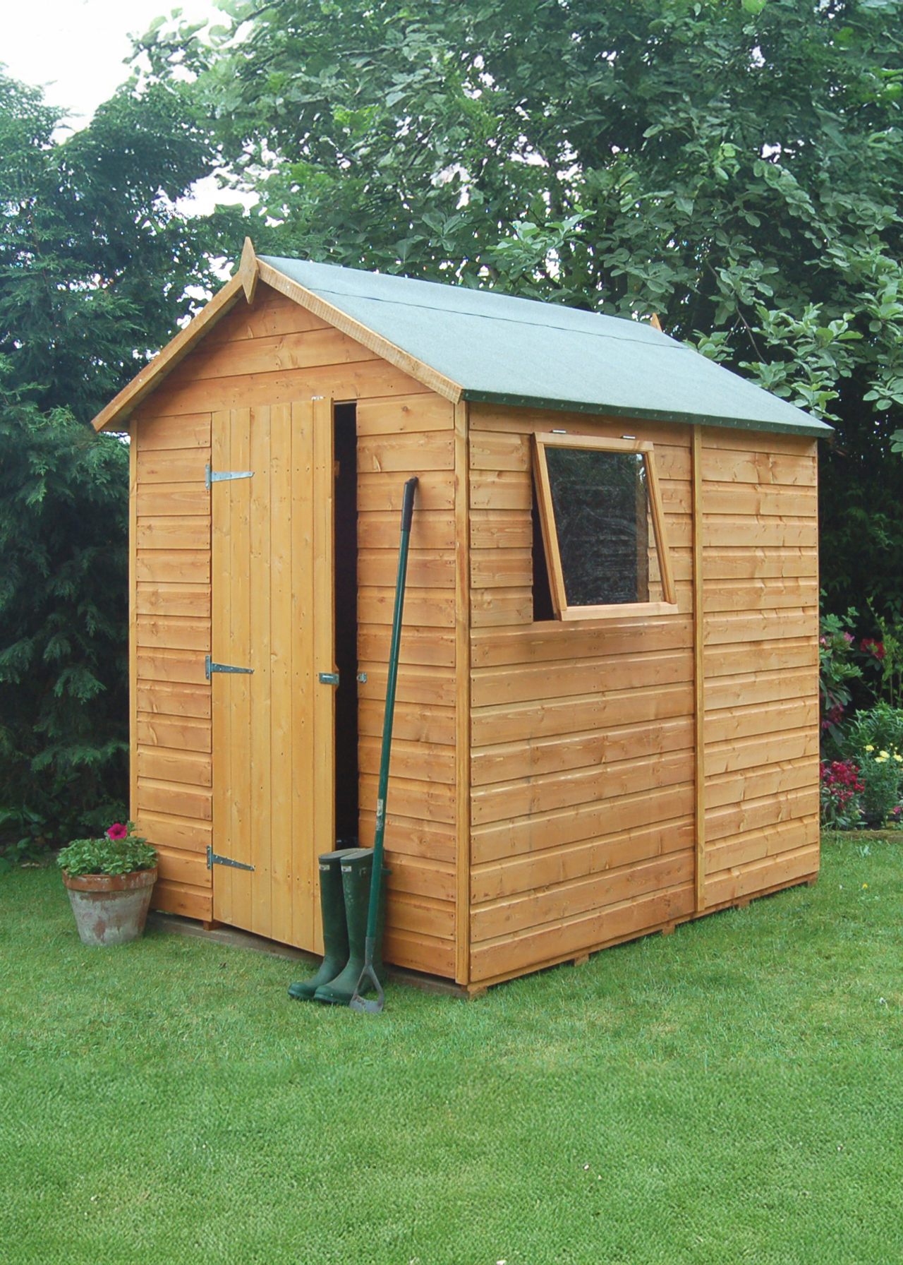 Premier Range 7x5 Shed in Honey Brown Shiplap Wood