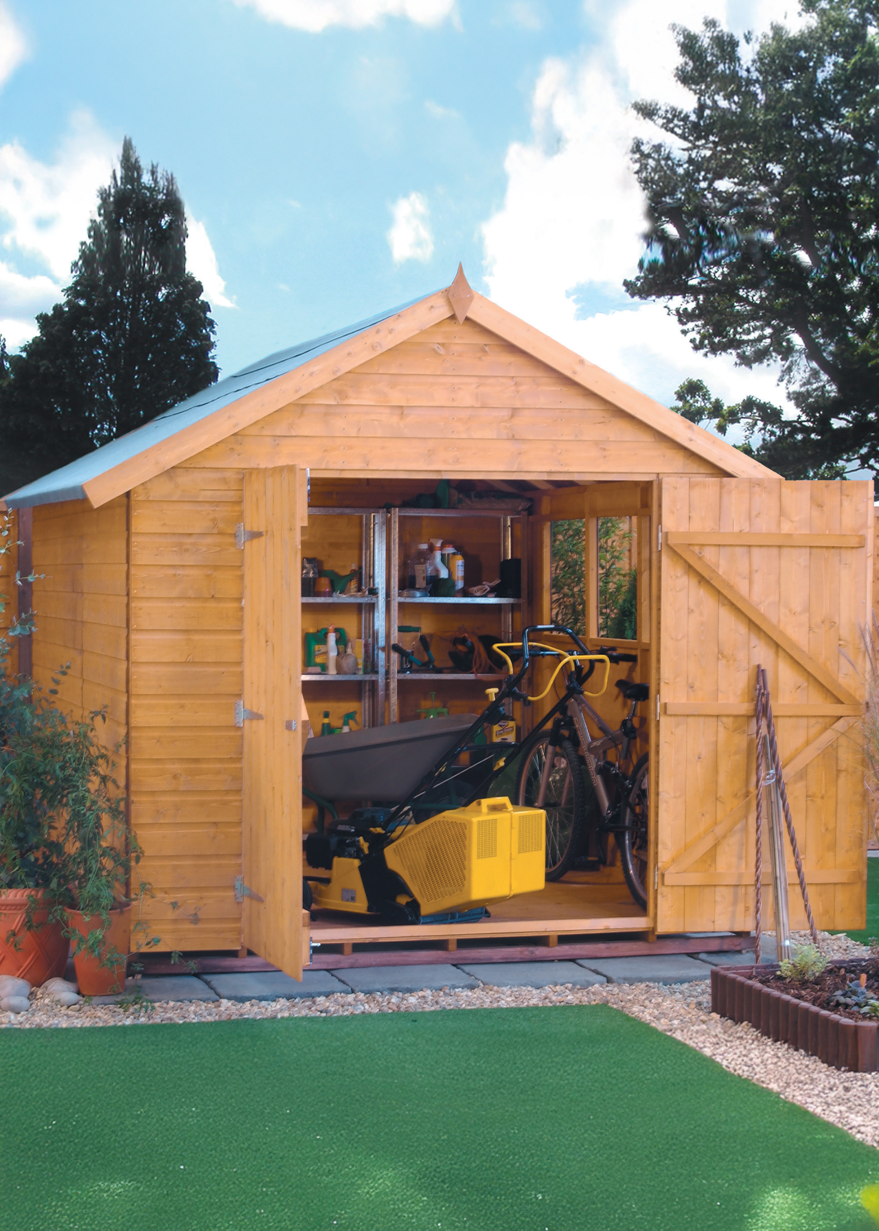 Premier Range 10x8 Shed in Honey Brown Shiplap Wood