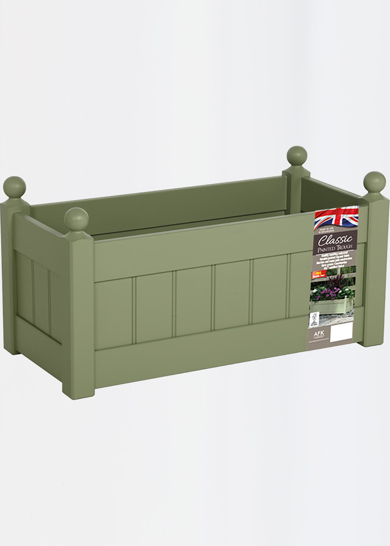 Classic Painted Trough Planter 26" Sage