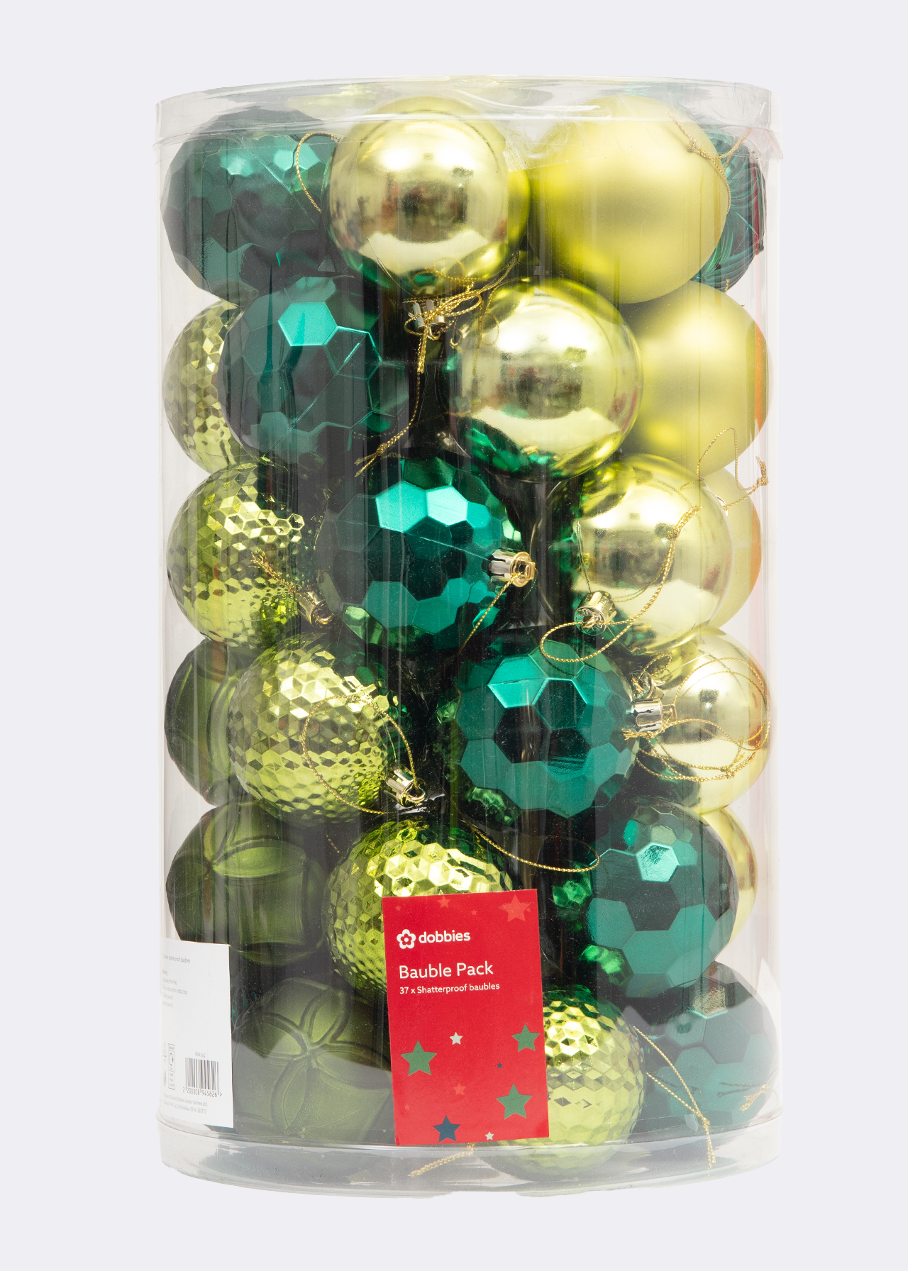 Pack Of 37 Shatterproof Mixed Baubles Green