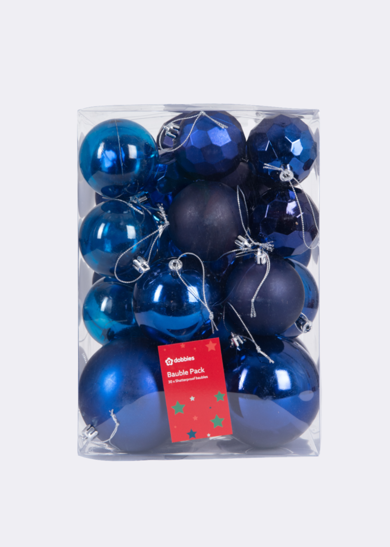 Pack Of 30 Mixed Baubles Navy Blue