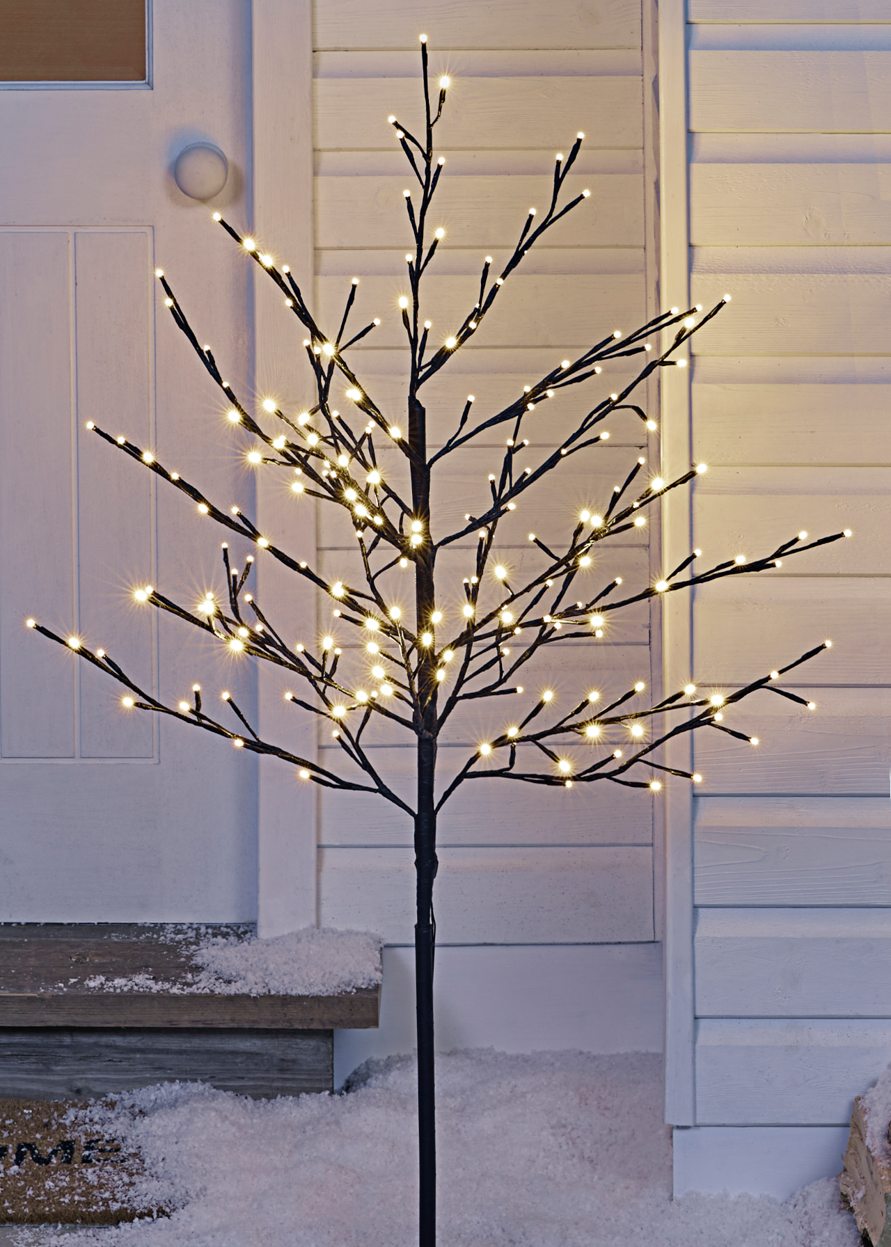 Warm White LED Tree Twined With Black Tap 1.2m