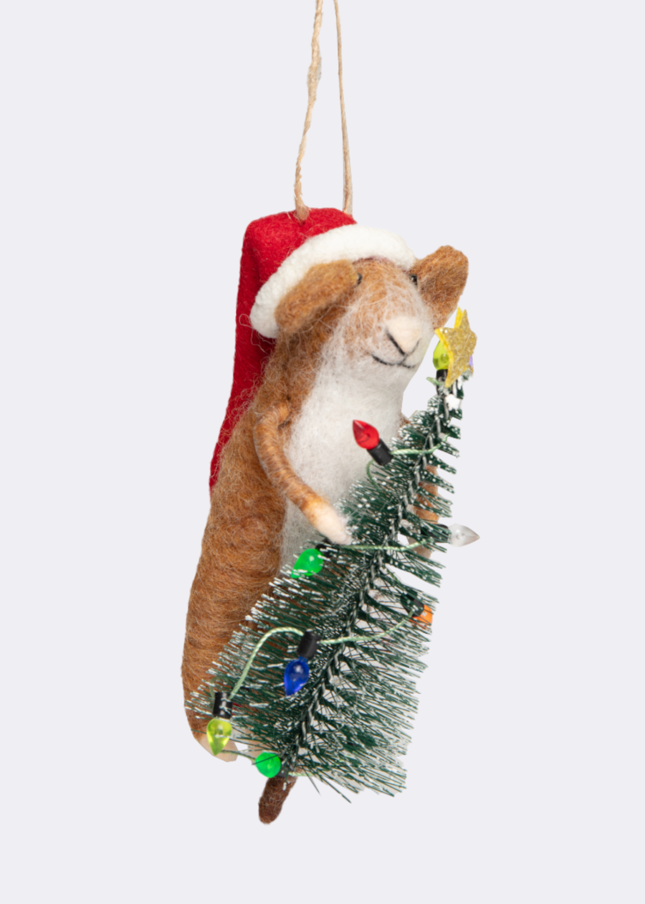 Needle Felt Christmas Mouse Hanging Decoration 13cm
