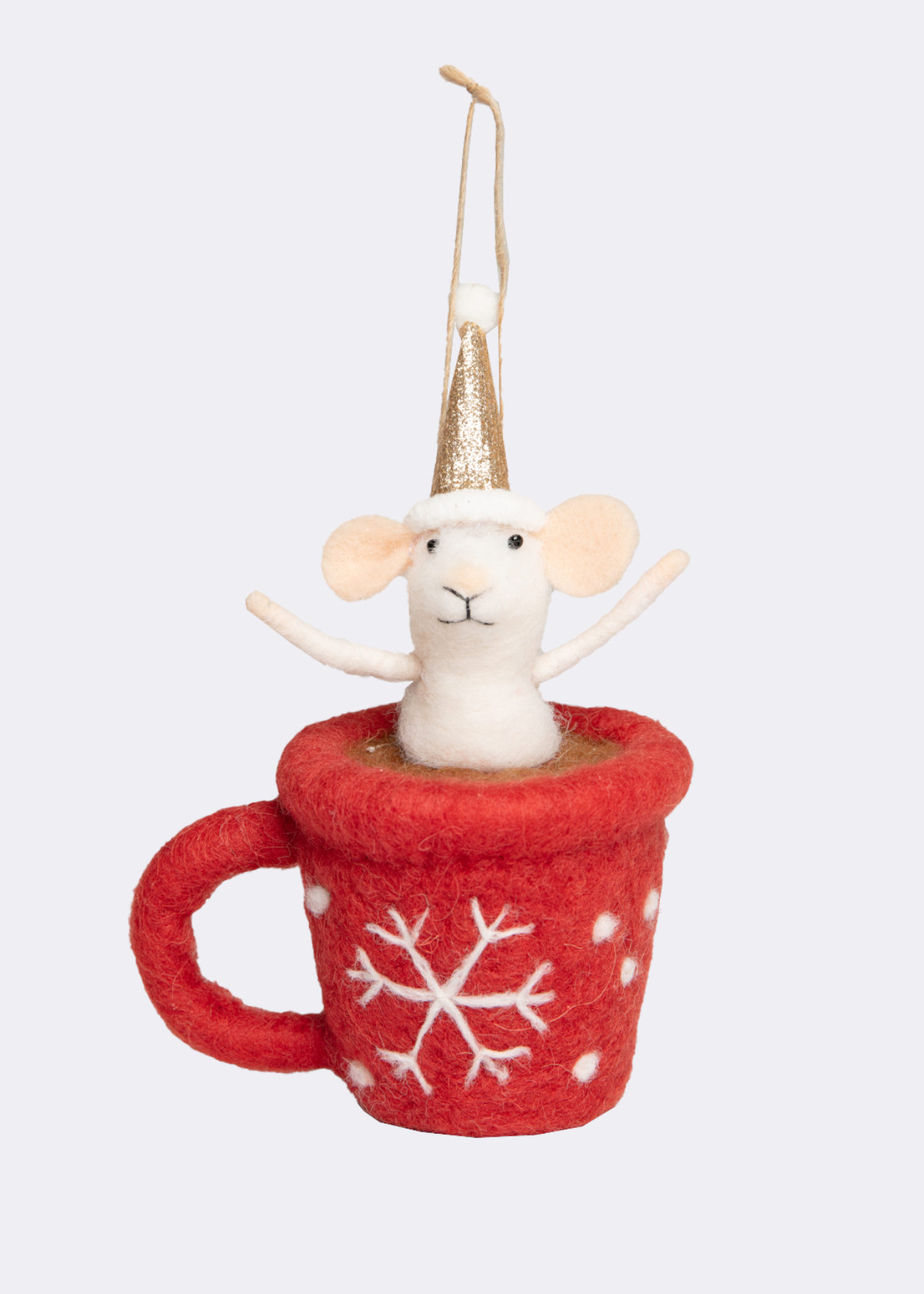 Needle Felt Mouse In Mug Hanging Decoration 15cm