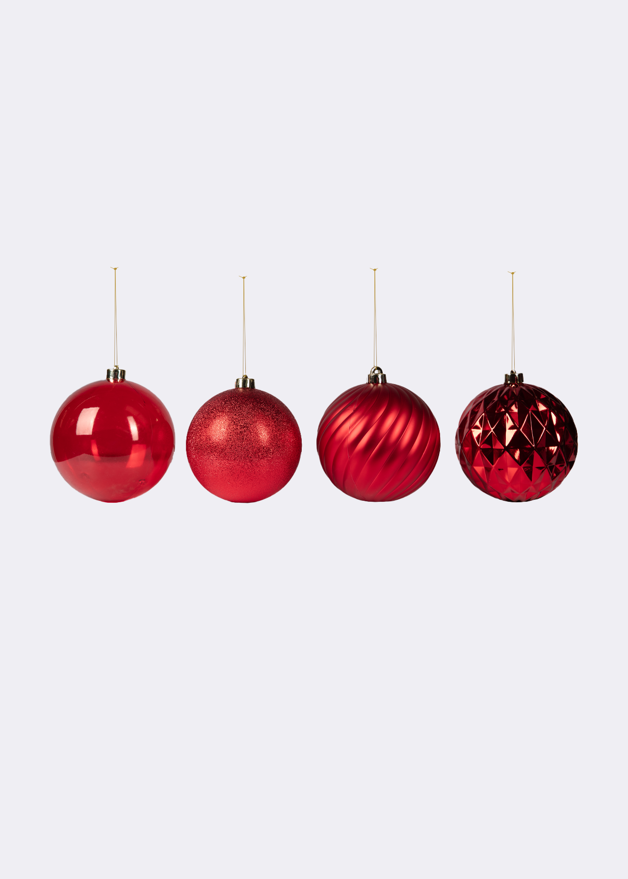 Pack Of 4 Shatterproof Baubles Red