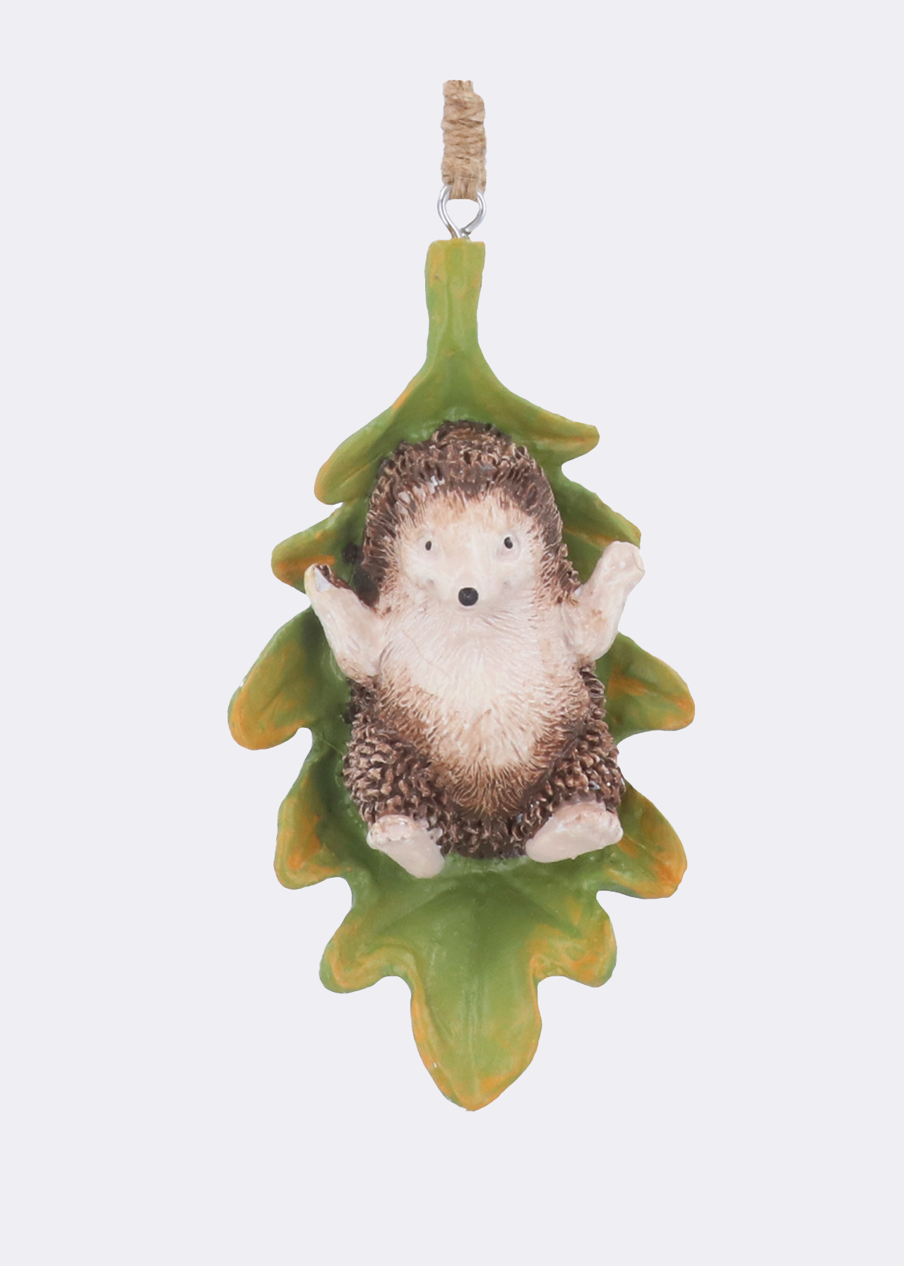 Resin Hedgehog On Leaf Hanging Decoration
