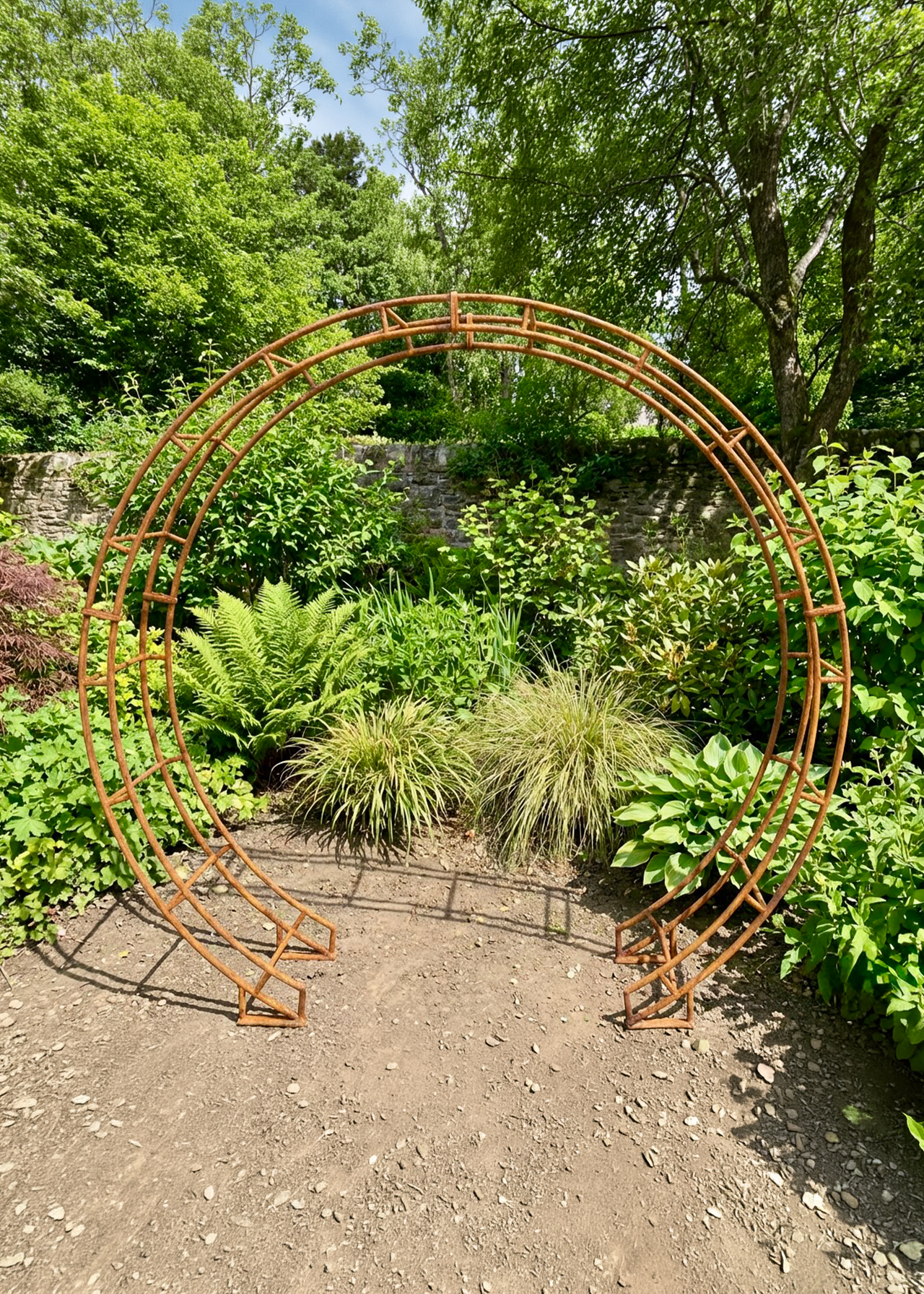 Round Bare Metal Garden Arch with Ground Spikes