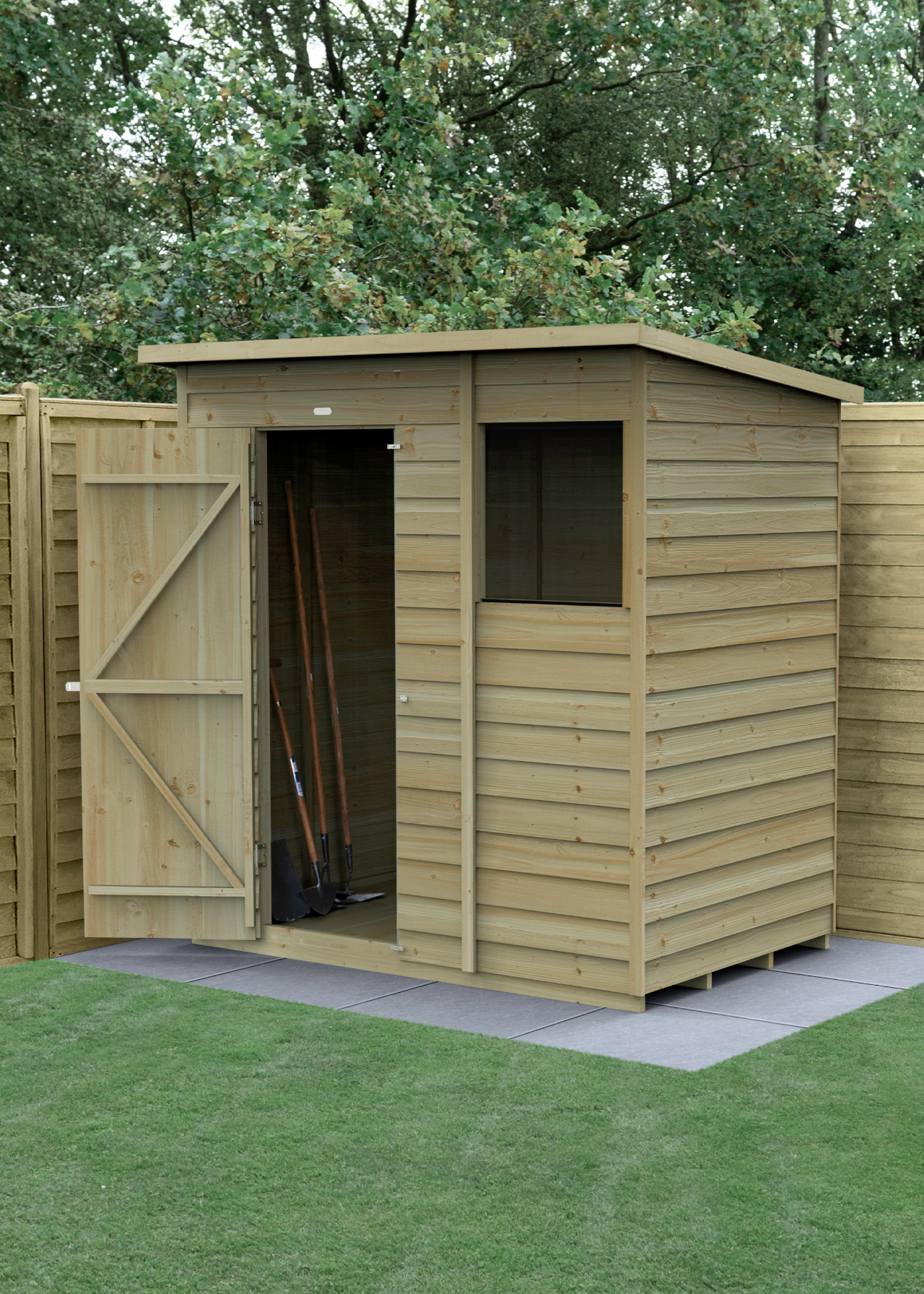 4LIFE Pent Shed 6x4 With Single Door & 1 Window